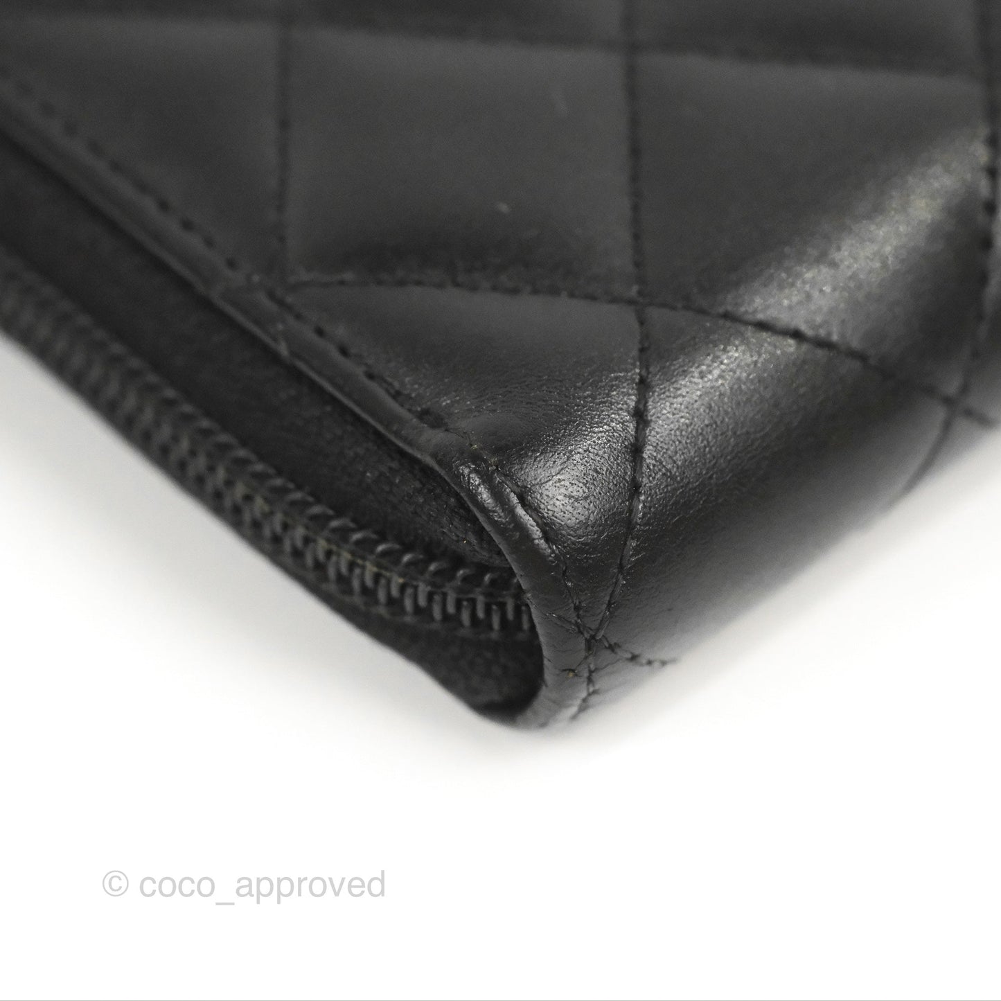 Chanel Quilted Cambon Yen Zip Long Wallet Black Calfskin Silver Hardware