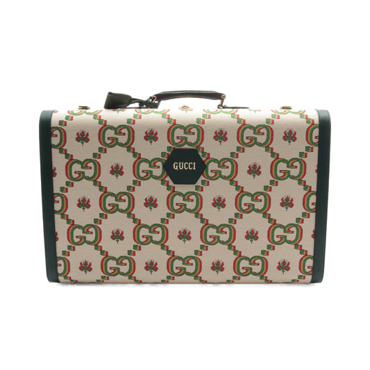Luxury Gucci Trending 2025 GG pattern Suitcase Trunk case Canvas Leather Ivory Green Multicolor 100th Anniversary