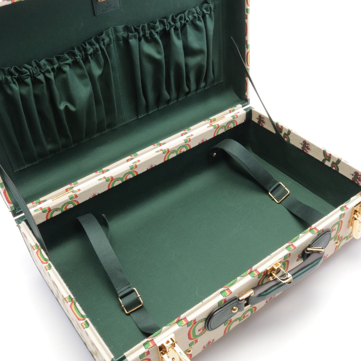 Luxury Gucci Trending 2025 GG pattern Suitcase Trunk case Canvas Leather Ivory Green Multicolor 100th Anniversary