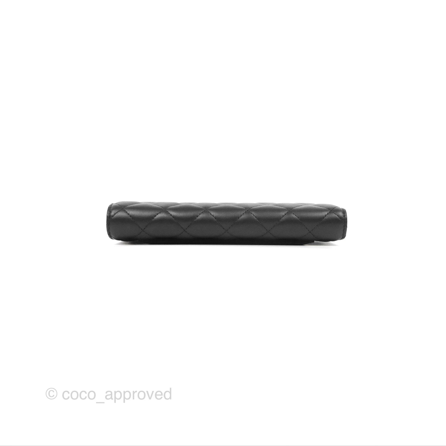 Chanel Classic Quilted Long Wallet Black Lambskin Silver Hardware