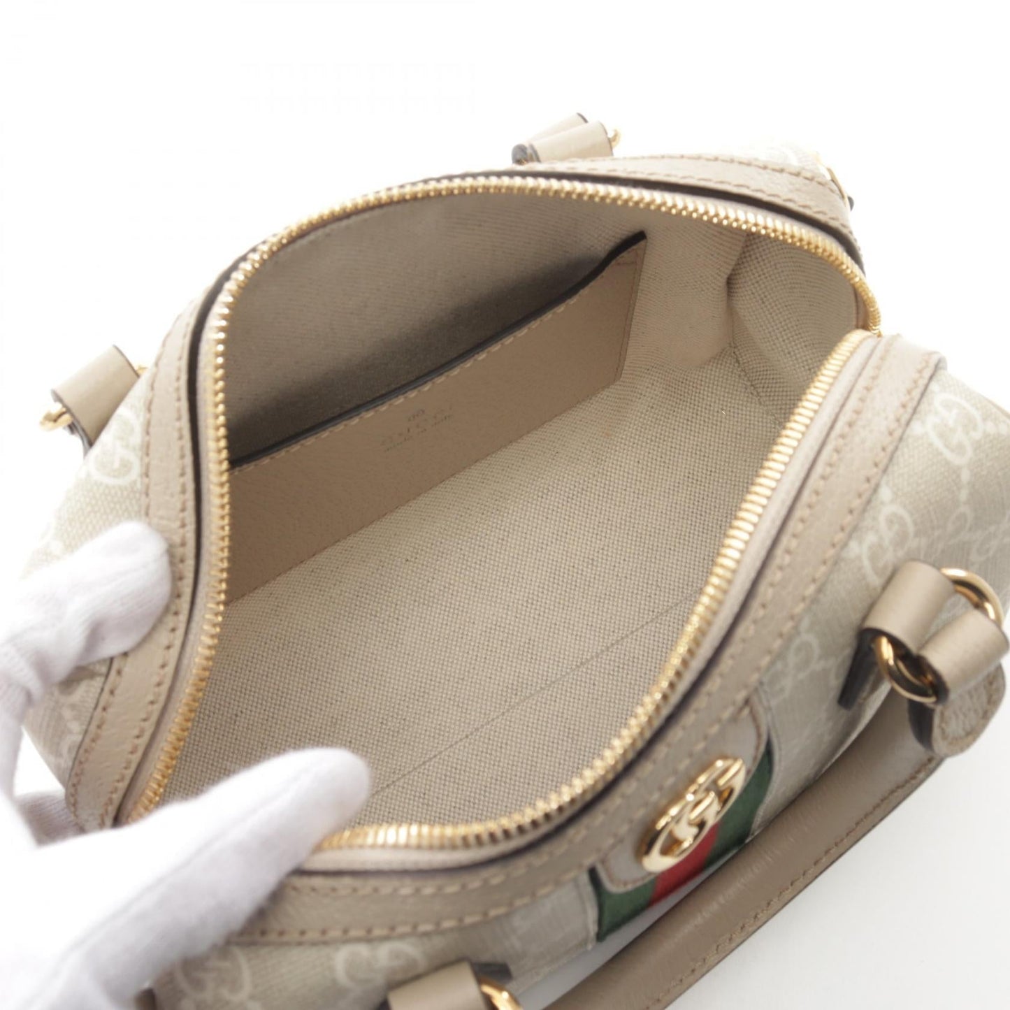 Luxury Gucci Trending 2025 Ophidia Mini Top handle bag Sherry line Handbag PVC Coated Canvas Leather Beige Multicolor