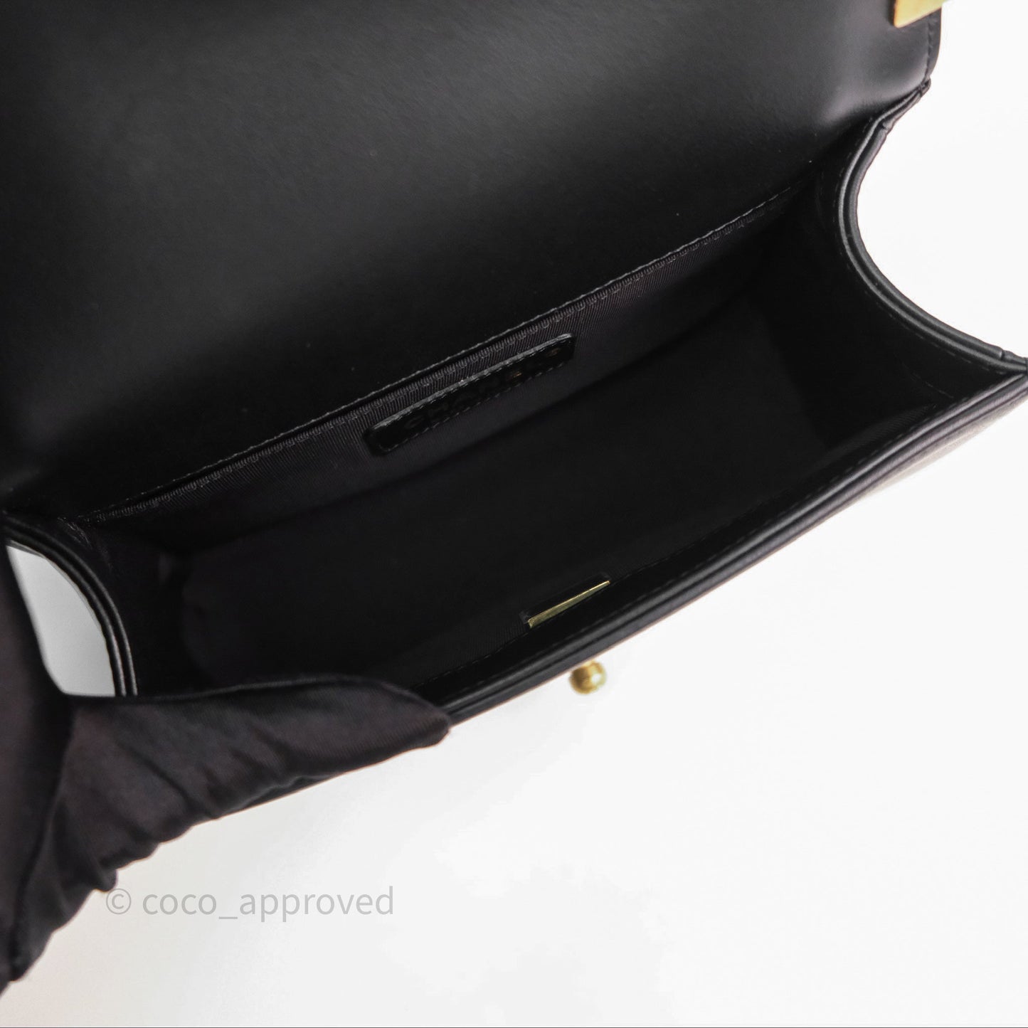 Chanel Small Boy Black Lambskin Aged Gold Hardware