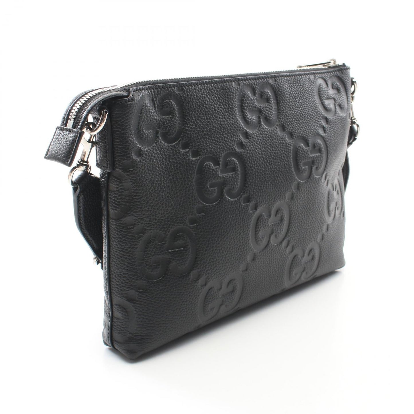 Luxury Gucci Trending 2025 Jumbo GG Medium Messenger bag Shoulder bag Leather Black