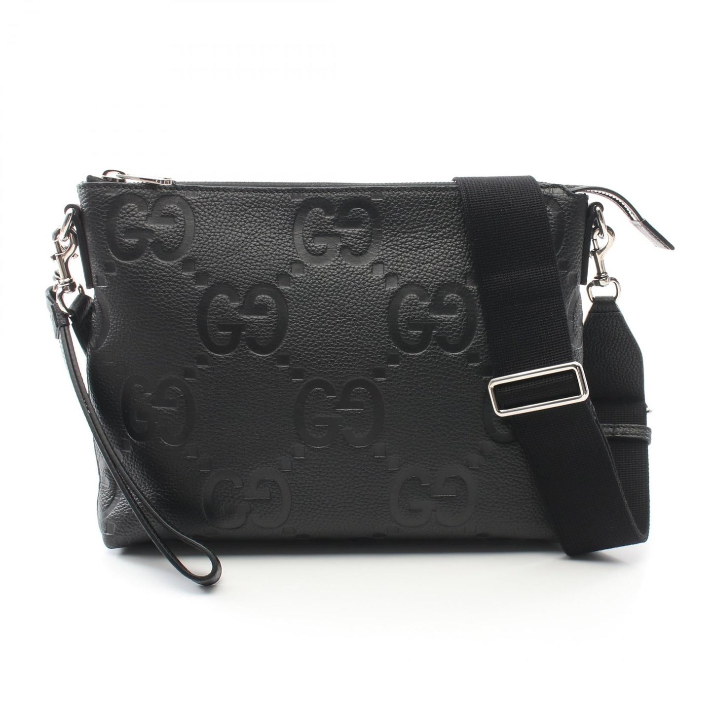 Luxury Gucci Trending 2025 Jumbo GG Medium Messenger bag Shoulder bag Leather Black