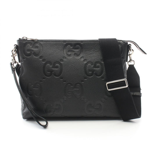 Luxury Gucci Trending 2025 Jumbo GG Medium Messenger bag Shoulder bag Leather Black