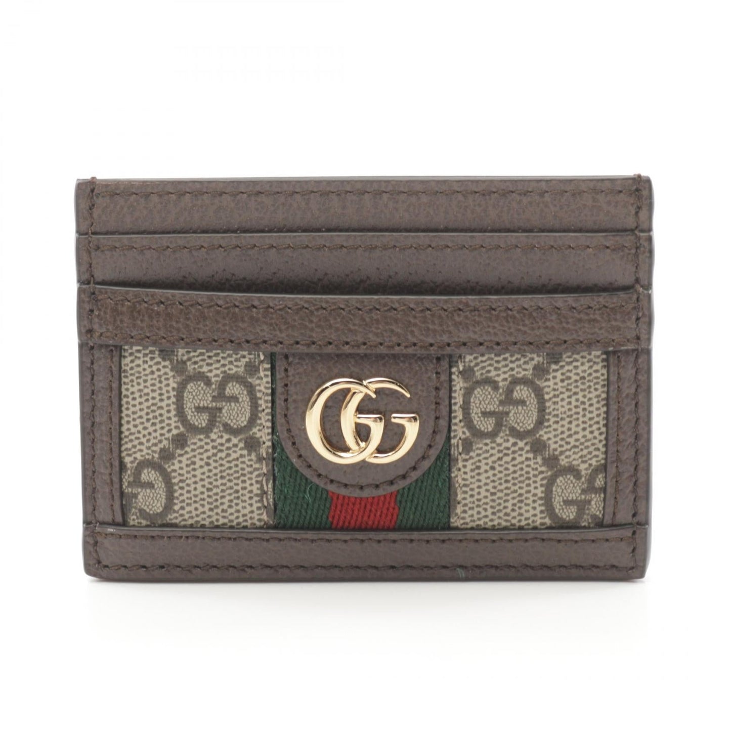 Luxury Gucci Trending 2025 Ophidia GG Supreme Card case Leather PVC Coated Canvas Brown Beige Multicolor