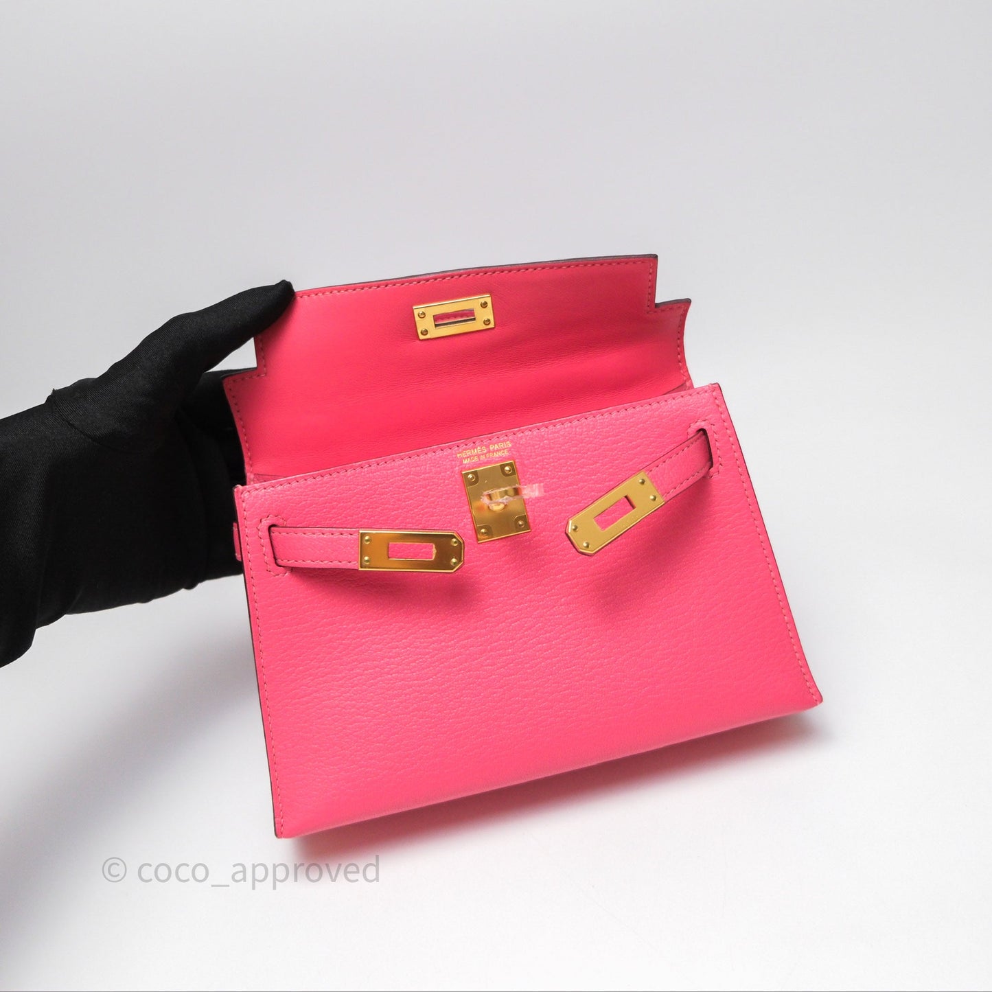Hermès Mini Kelly II Rose Lipstick U5 Chevre Mysore Gold Hardware