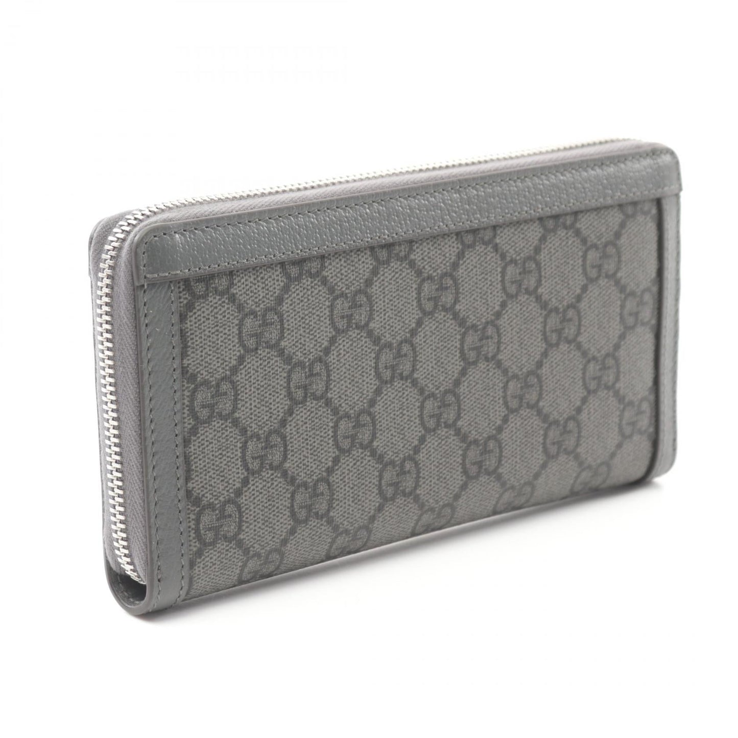 Luxury Gucci Trending 2025 Ophidia GG Supreme Round zipper long wallet PVC Coated Canvas Leather Gray