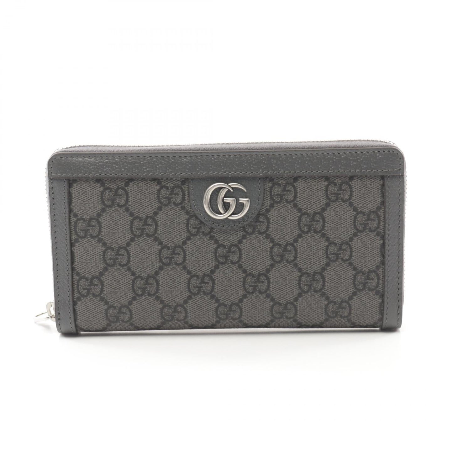 Luxury Gucci Trending 2025 Ophidia GG Supreme Round zipper long wallet PVC Coated Canvas Leather Gray