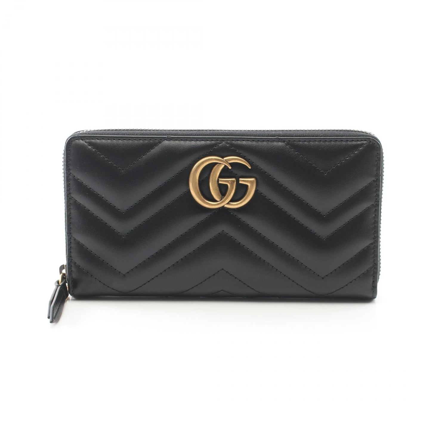 Luxury Gucci Trending 2025 GG Marmont Zip around wallet Round zipper long wallet Leather Black