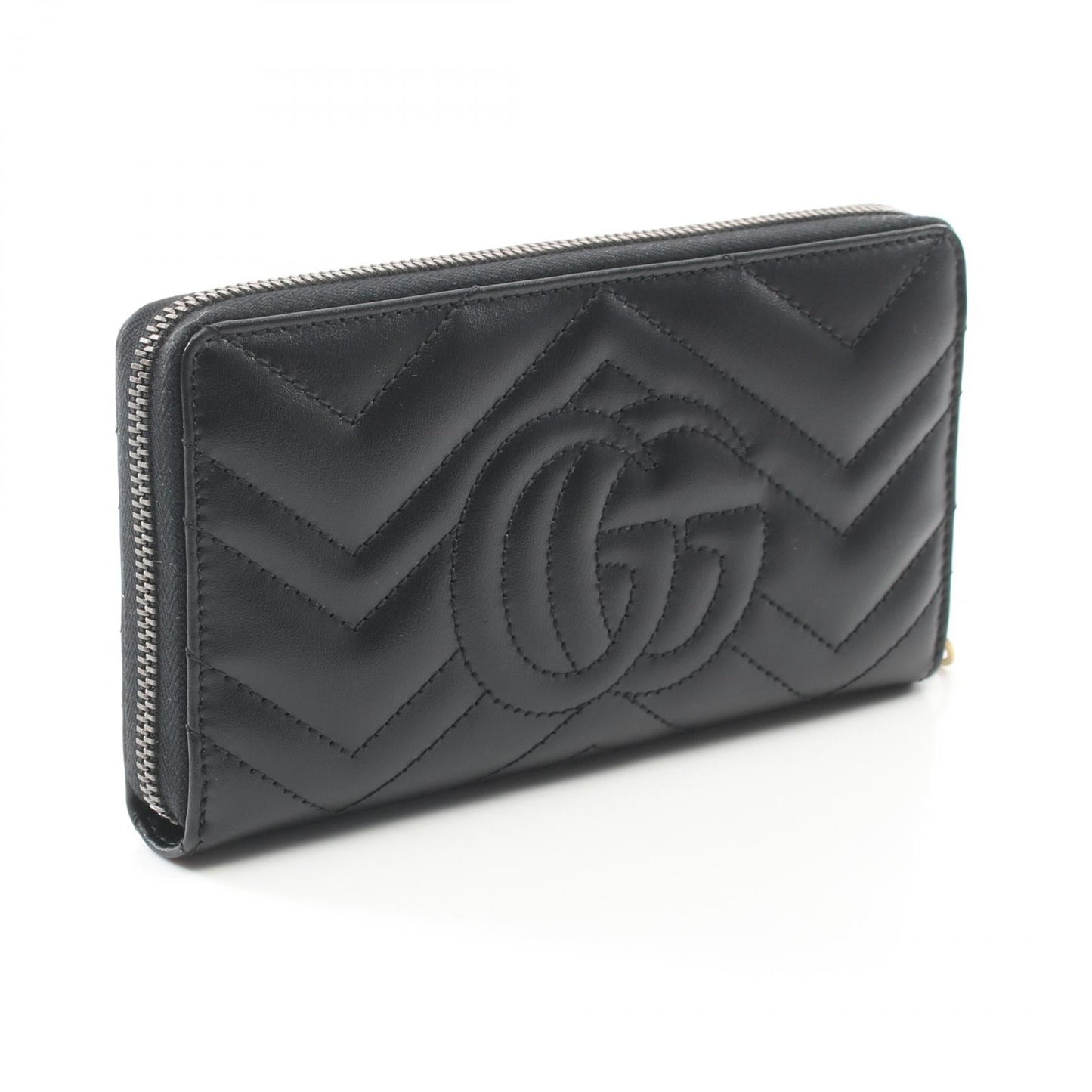 Luxury Gucci Trending 2025 GG Marmont Zip around wallet Round zipper long wallet Leather Black