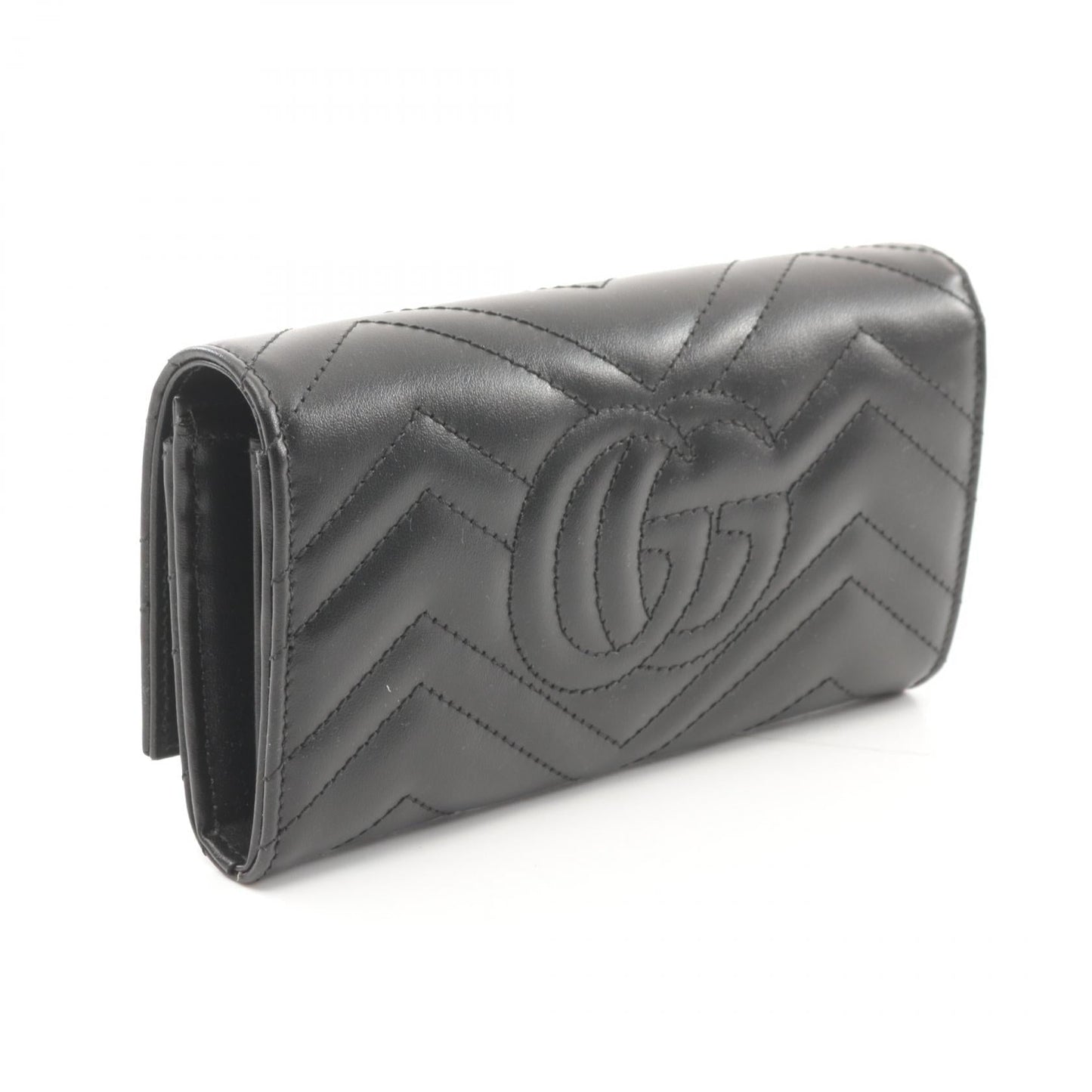 Luxury Gucci Trending 2025 GG Marmont Bi-fold Long Wallet Leather Black