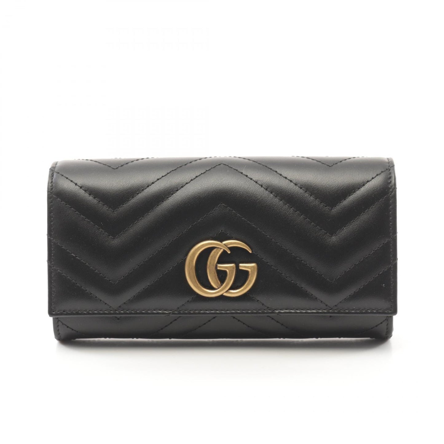 Luxury Gucci Trending 2025 GG Marmont Bi-fold Long Wallet Leather Black