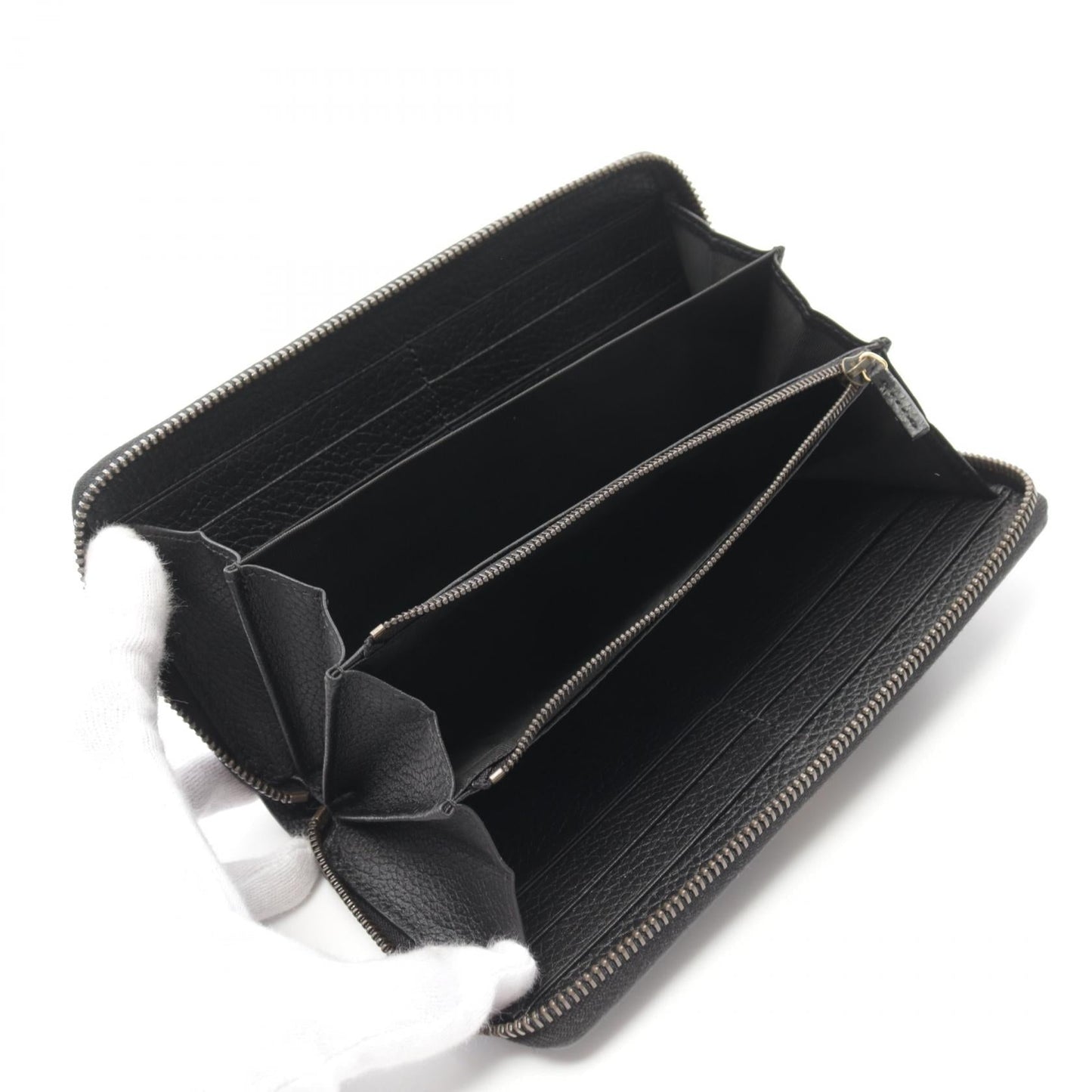 Luxury Gucci Trending 2025 Bamboo Round zipper long wallet Leather Black