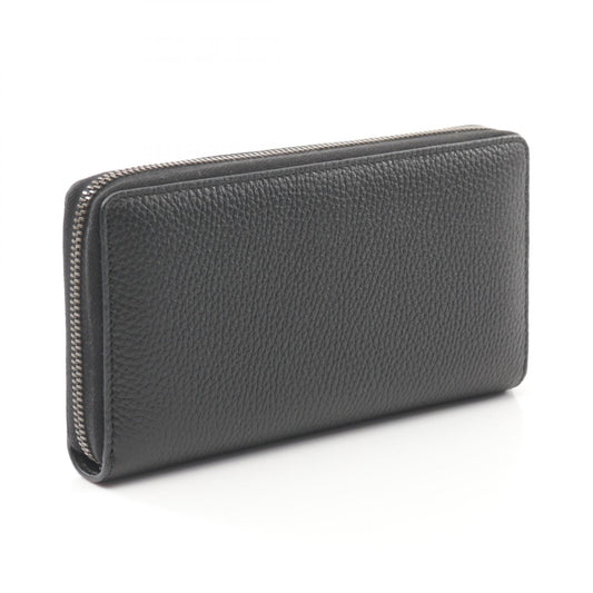 Luxury Gucci Trending 2025 Bamboo Round zipper long wallet Leather Black