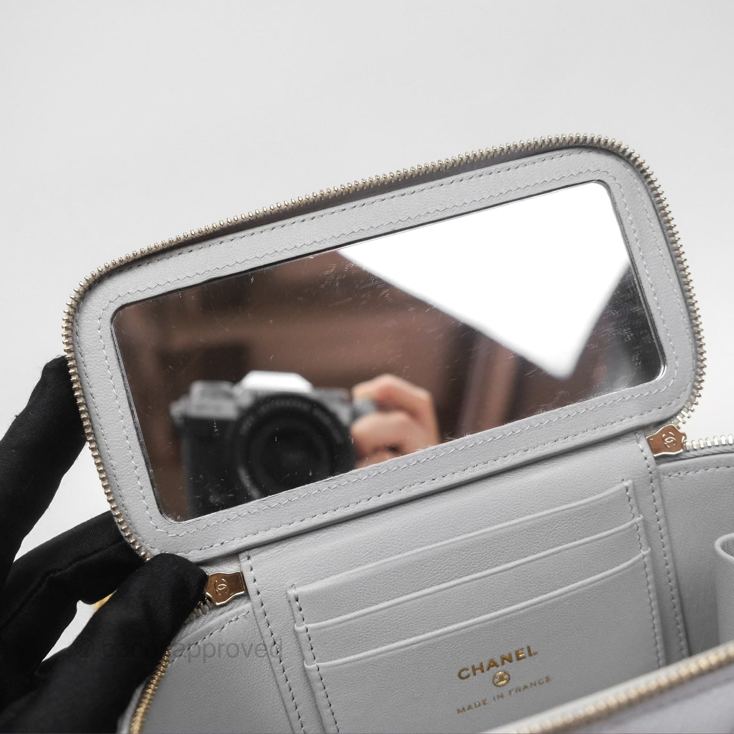 Chanel Vanity with Heart Adjustable Chain Grey Caviar Aged Gold Hardware