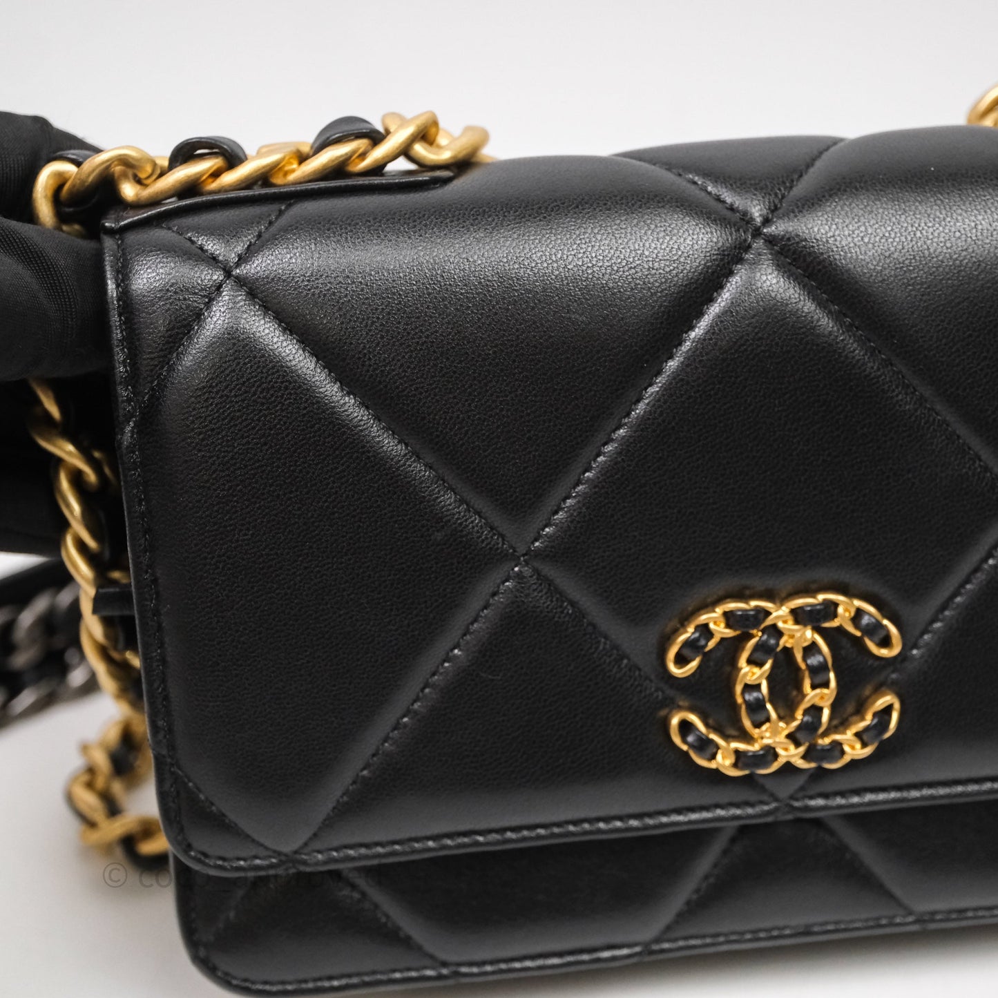 Chanel 19 Wallet on Chain WOC Black Mixed Hardware