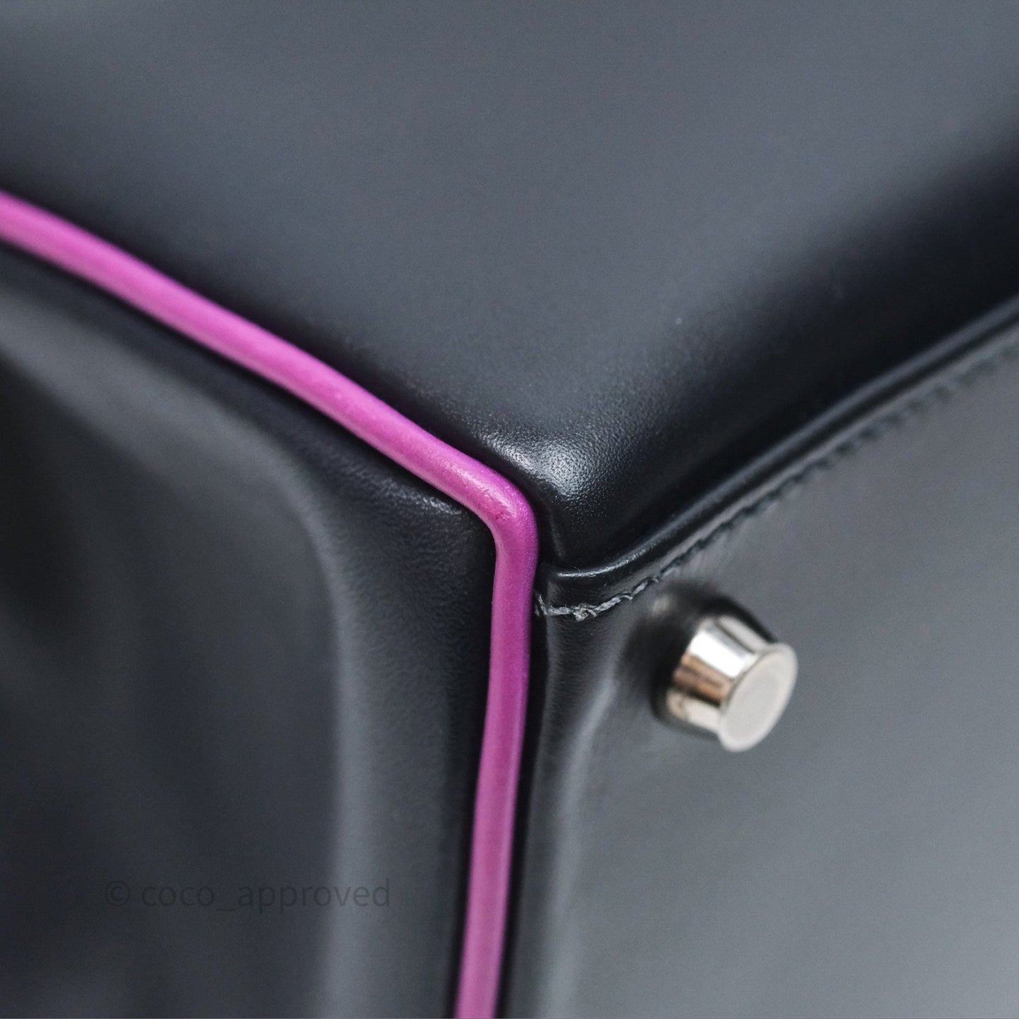 Hermès Vintage Kelly 32 Retourn Navy/Purple Box Leather Palladium Hardware