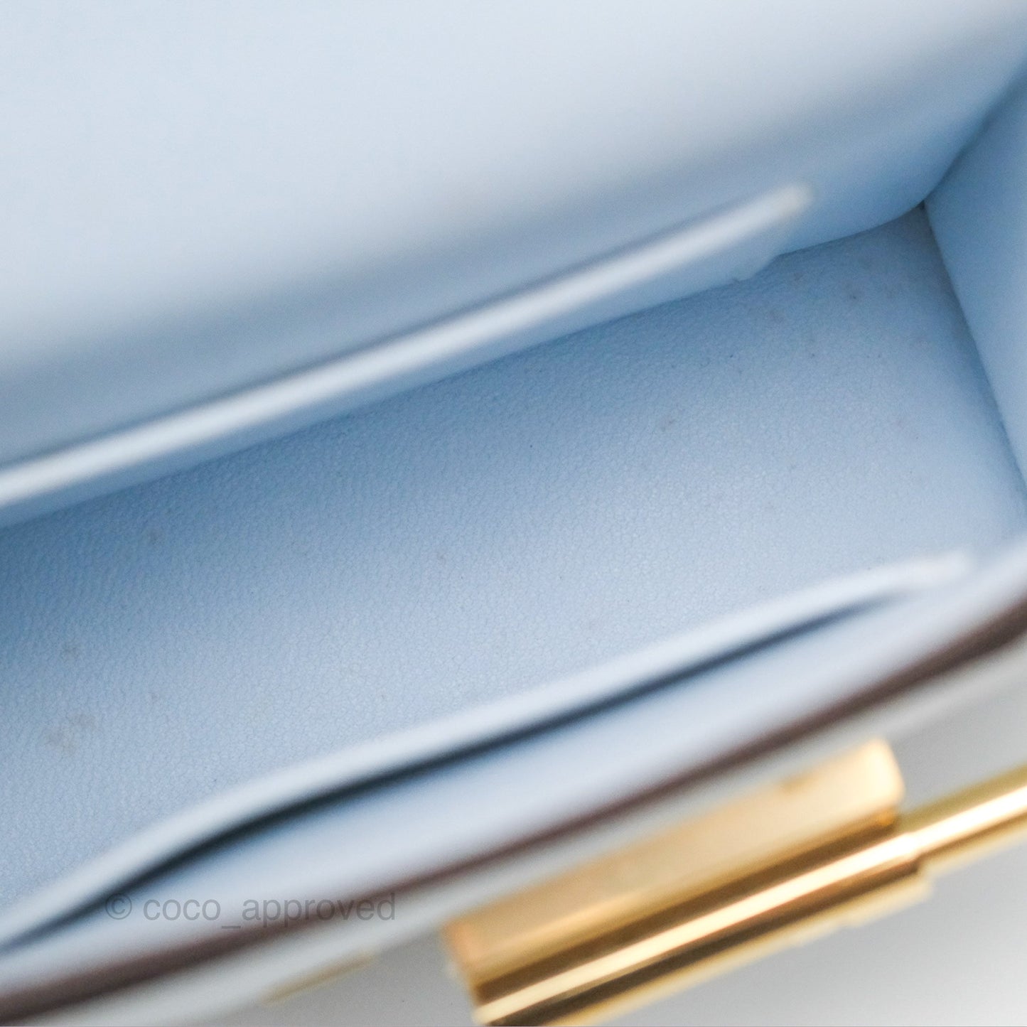 Hermes Mini Verrou Bleu Brume Chèvre Mysore Gold Hardware