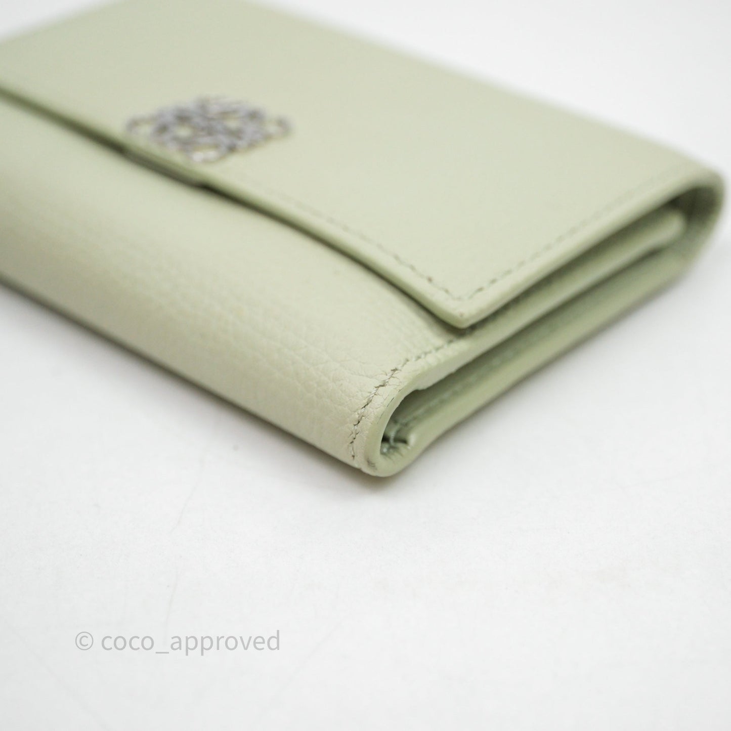 Loewe Anagram Small Vertical Wallet Green Silver Hardware