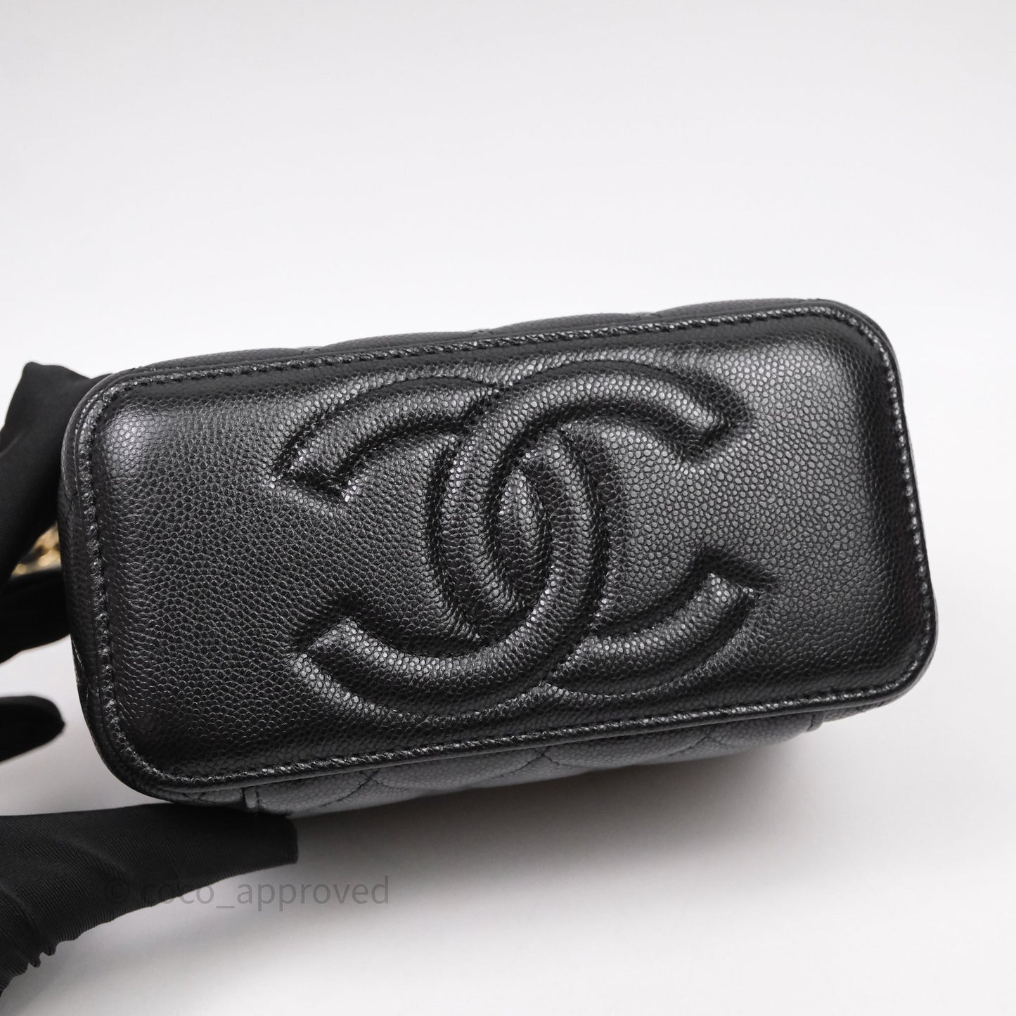 Chanel Vanity Rectangular With Chain Black Caviar Gold Hardware