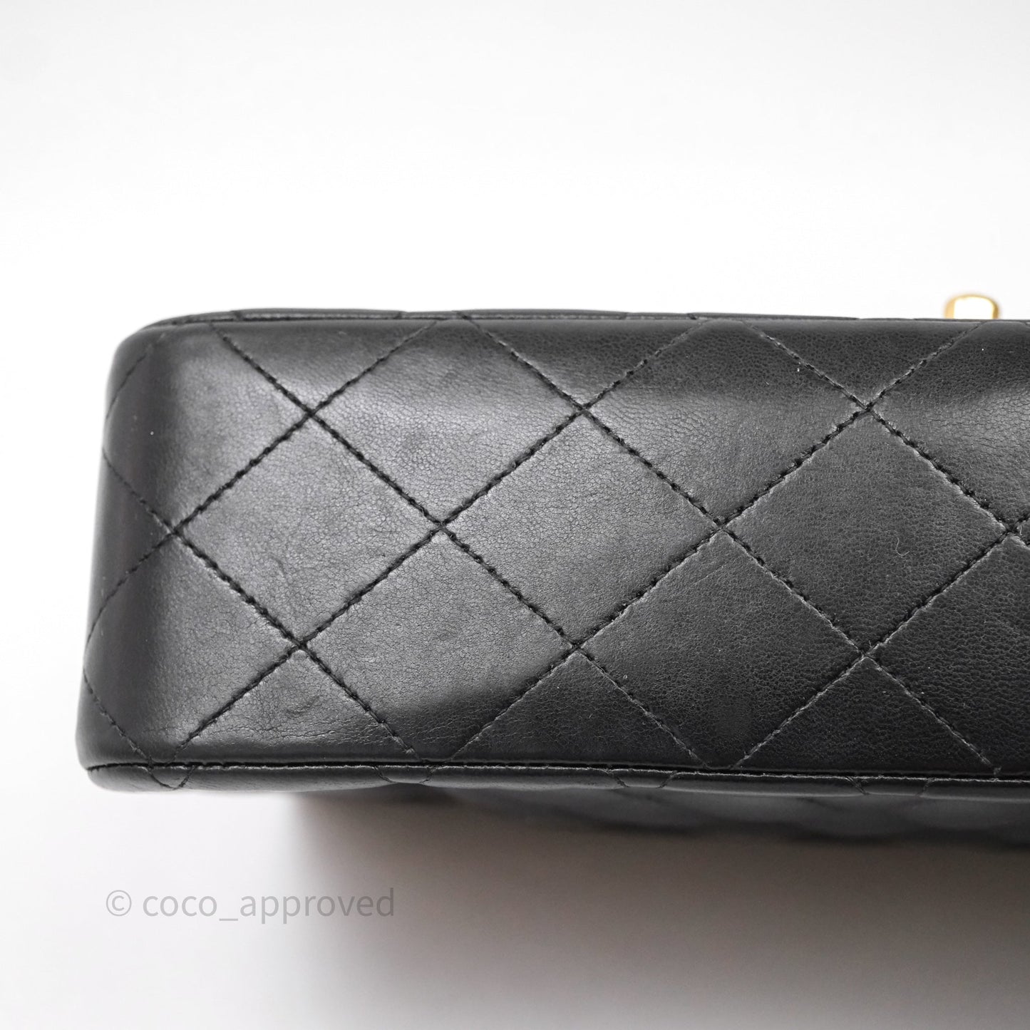 Chanel Vintage Classic M/L Medium Double Flap Black Lambskin 24K Gold Hardware