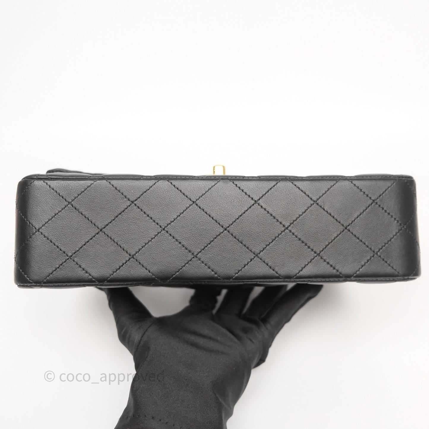 Chanel Classic M/L Medium Flap Quilted Black Lambskin Gold Hardware