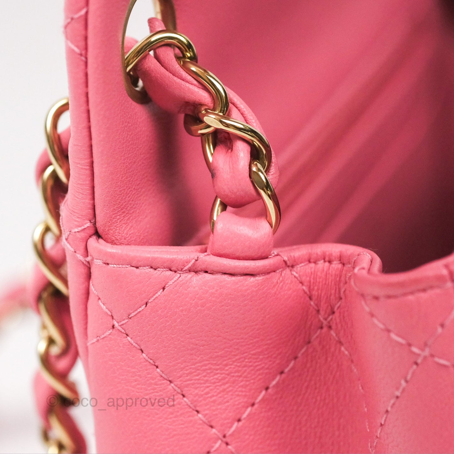 Chanel Quilted Mini Square Lambskin Pink Gold Hardware