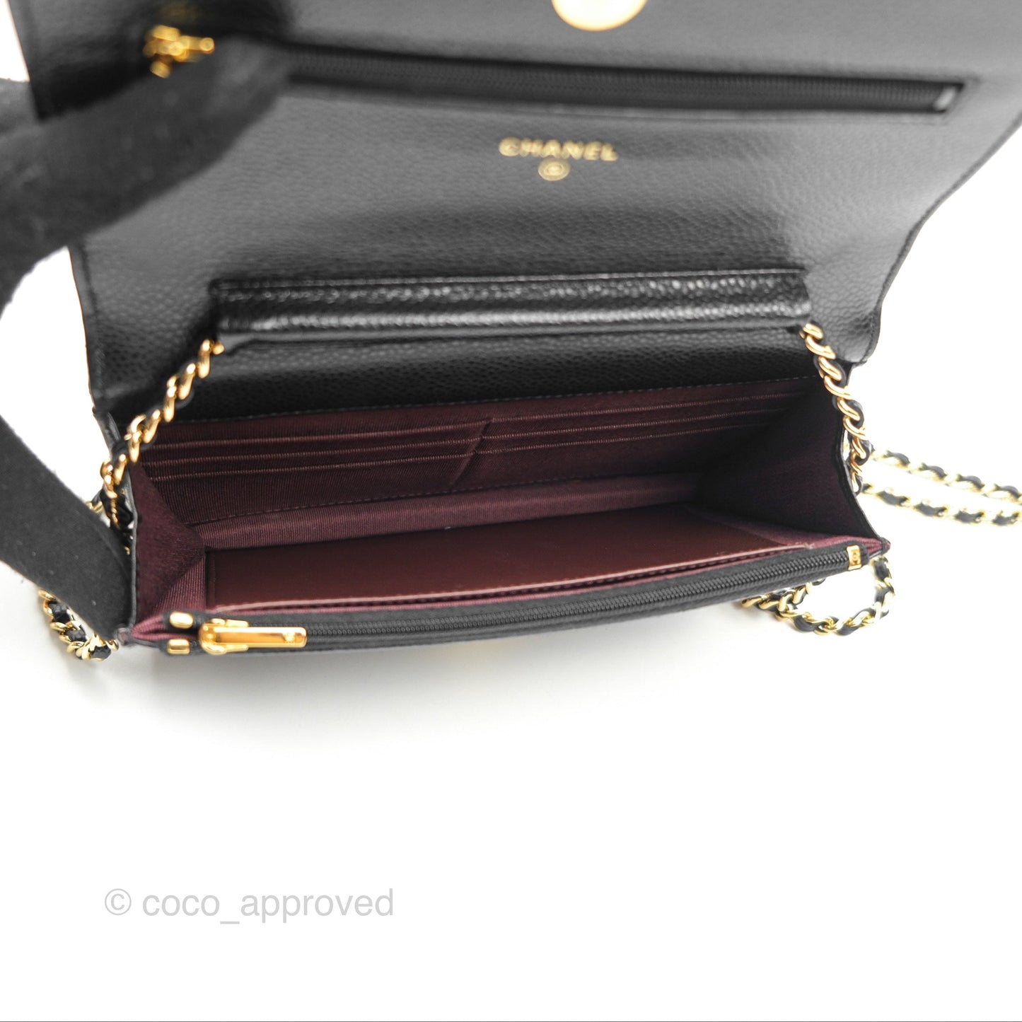 Chanel Quilted Classic Wallet On Chain WOC Black Caviar Gold Hardware