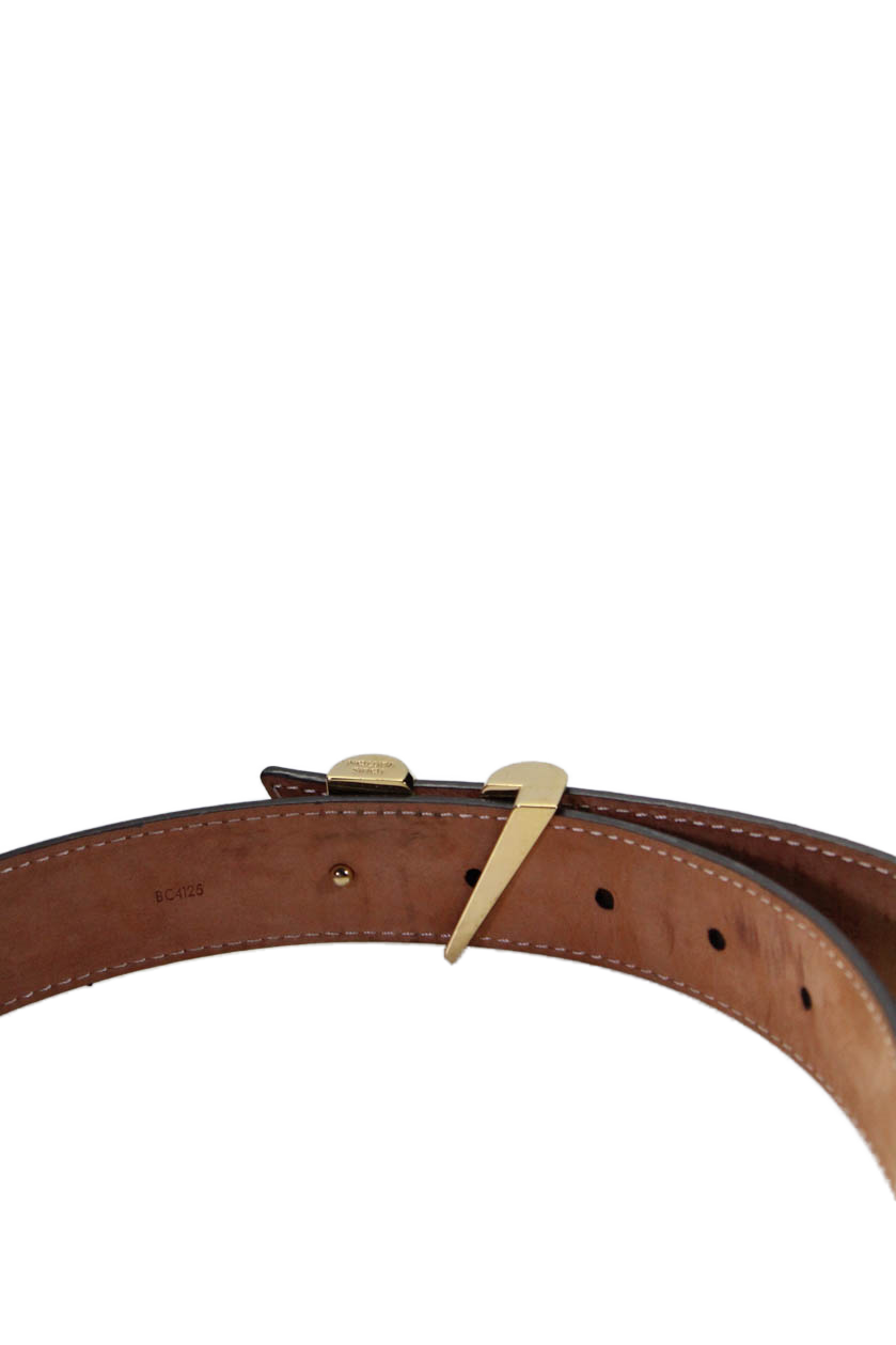 Louis Vuitton Womens Monogram Canvas Print Essential V Buckled Belt Brown