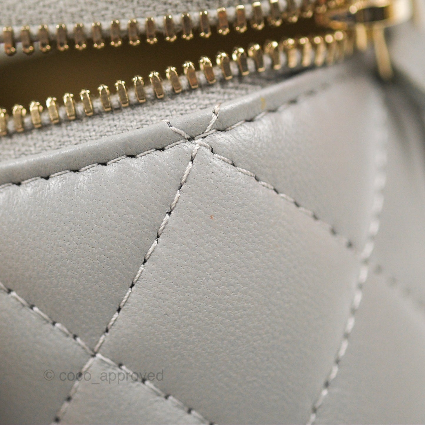 Chanel Classic Pearl Crush Mini Vanity With Chain Grey Lambskin Aged Gold Hardware