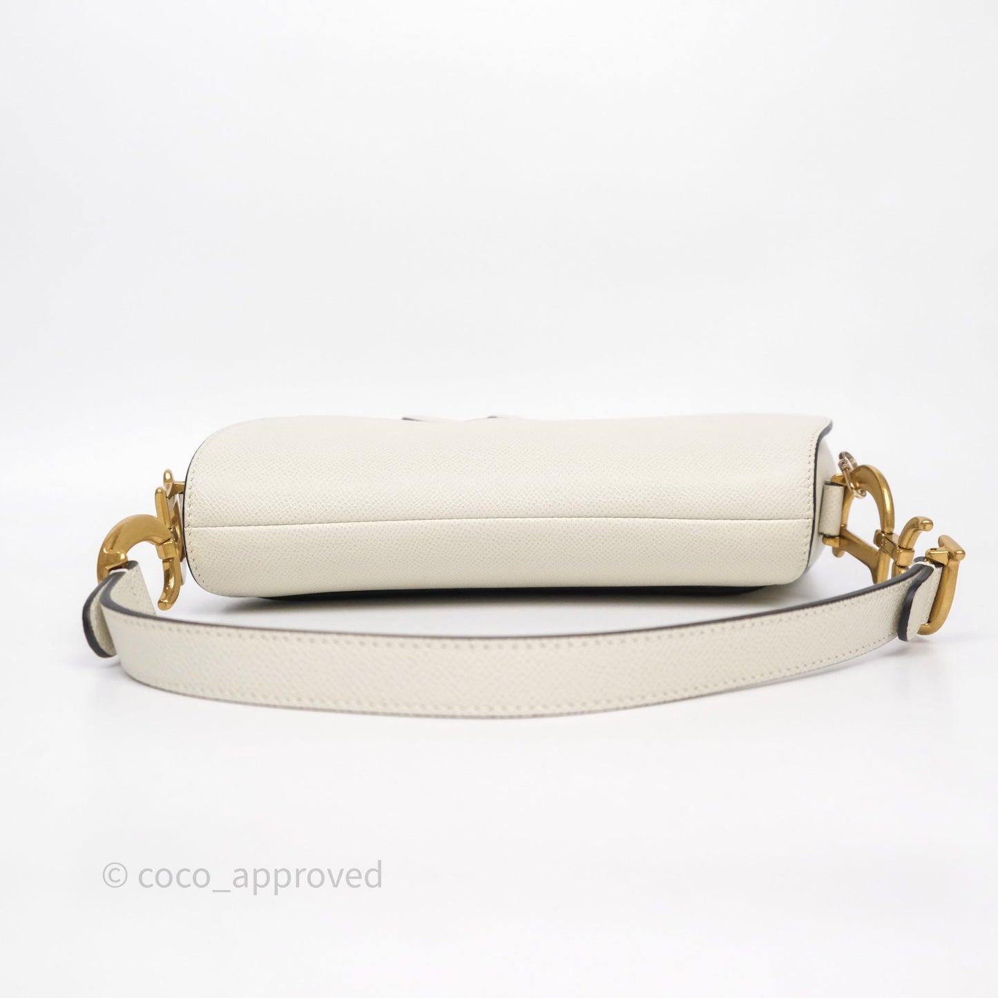 Christian Dior Saddle Bag White Grained Calfskin Gold Hardware