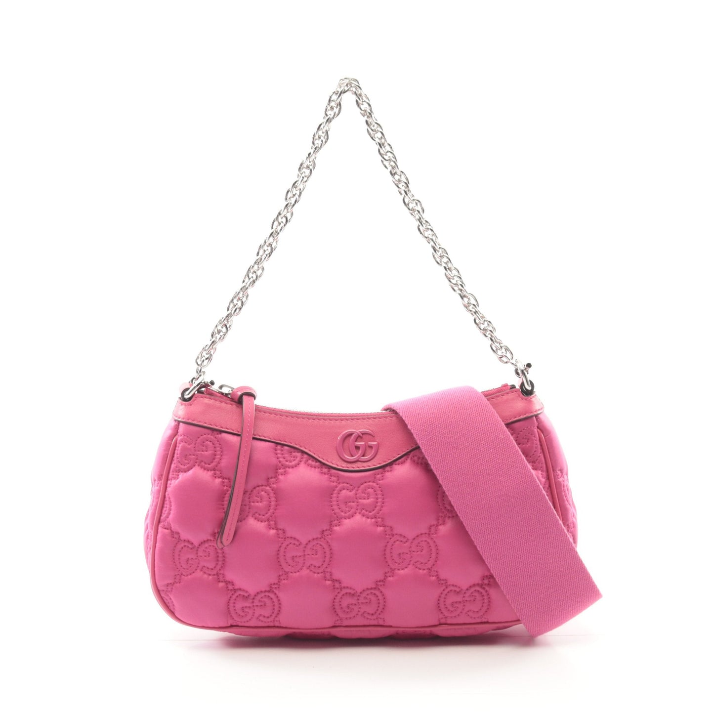 Luxury Gucci Trending 2025 GG Matelasse Chain handbag Nylon Leather Pink purple 2WAY