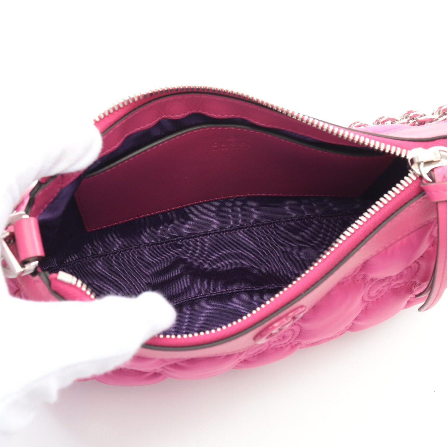 Luxury Gucci Trending 2025 GG Matelasse Chain handbag Nylon Leather Pink purple 2WAY