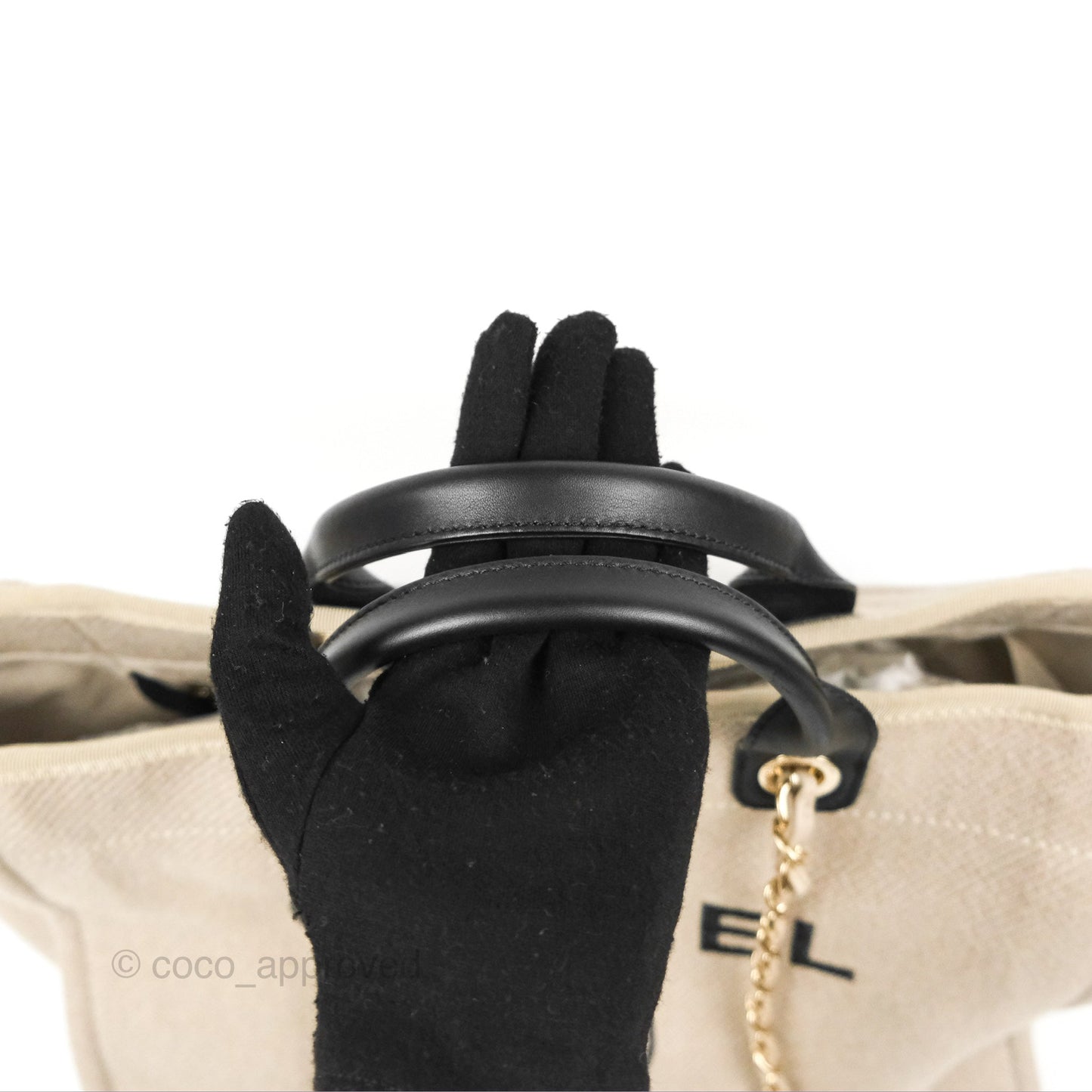 Chanel Large Deauville Black/Taupe Canvas Gold Hardware