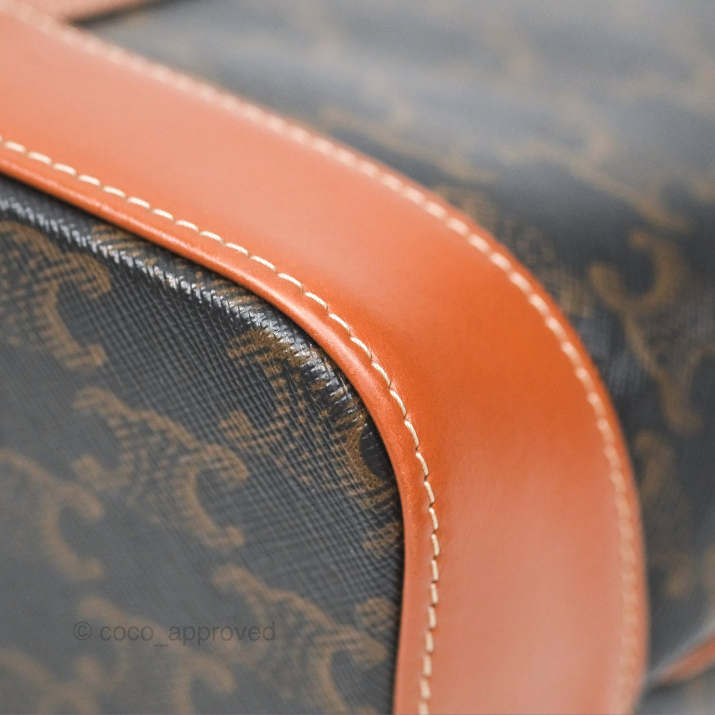 Celine Small Bucket Triomphe Canvas Tan Calfskin