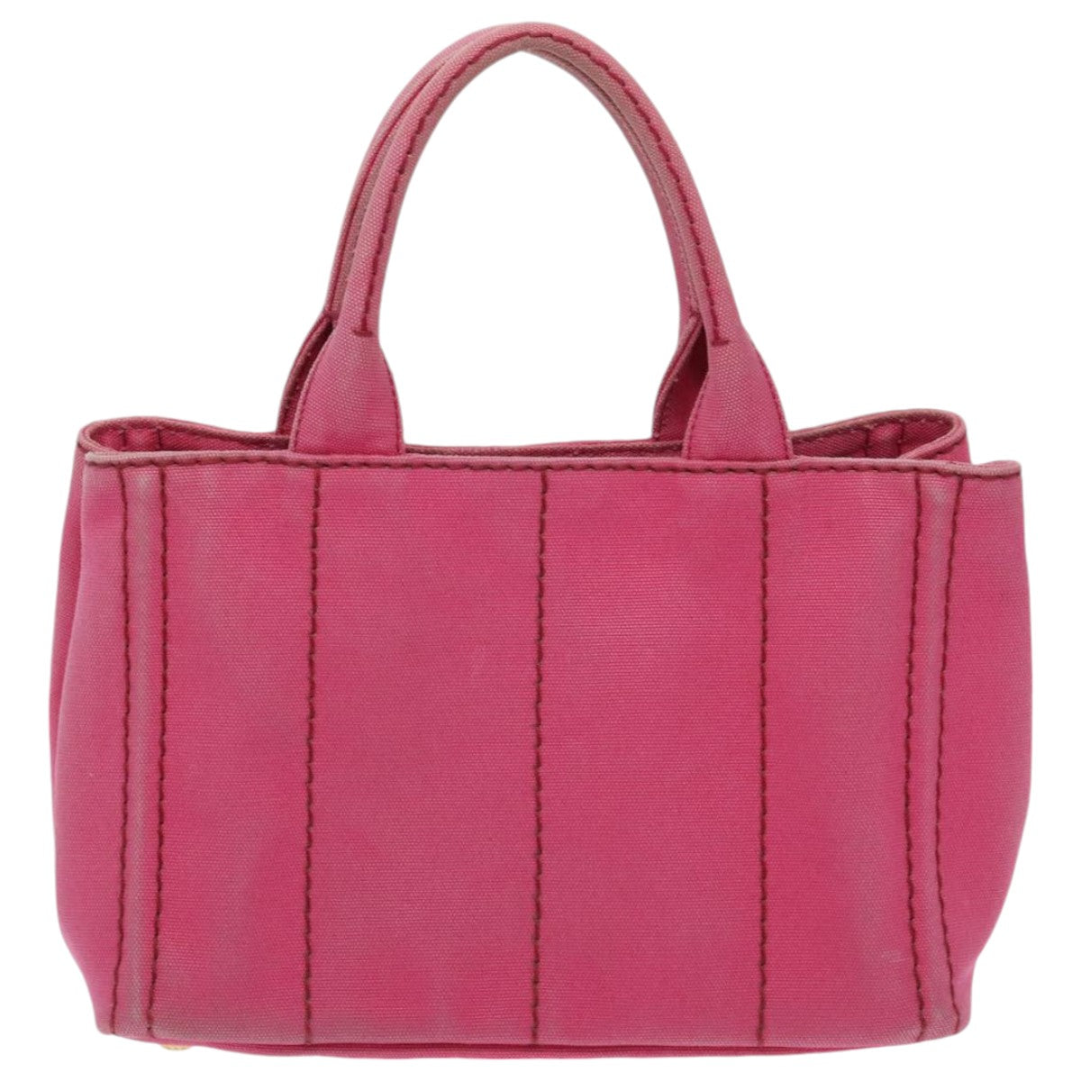 Luxury Prada Canapa PM Hand Bag Canvas 2way Pink Gold  95962