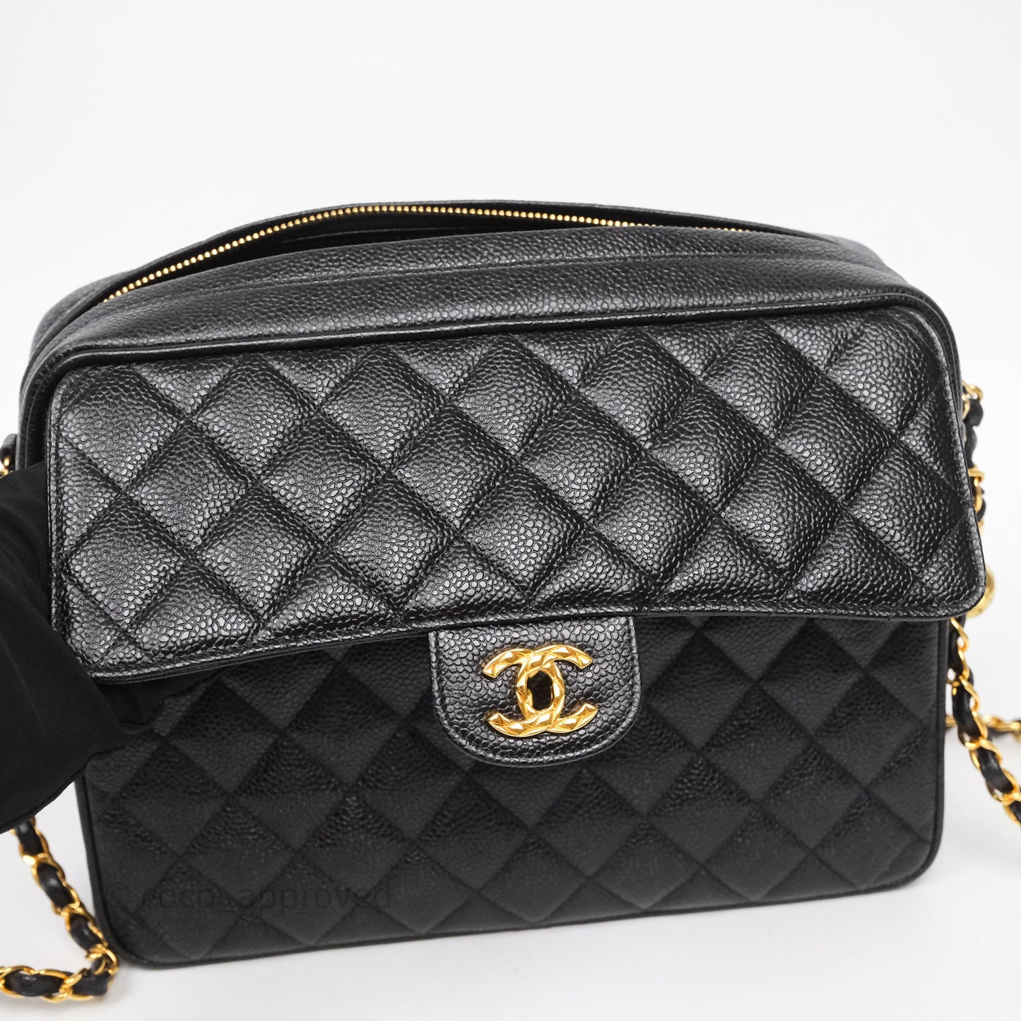 Chanel Vintage Camera Bag Coco Crush Black Caviar Gold Hardware
