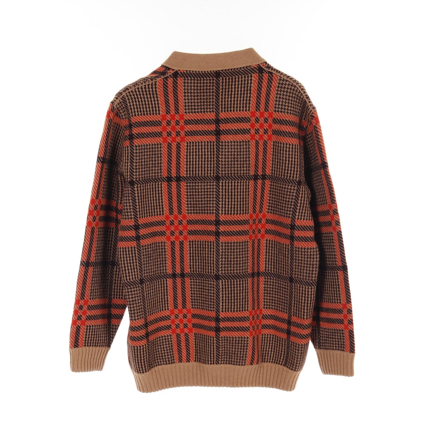 Luxury Gucci Trending 2025 GG pattern Cardigan Glen check Wool Light brown Dark brown Orange Reversible