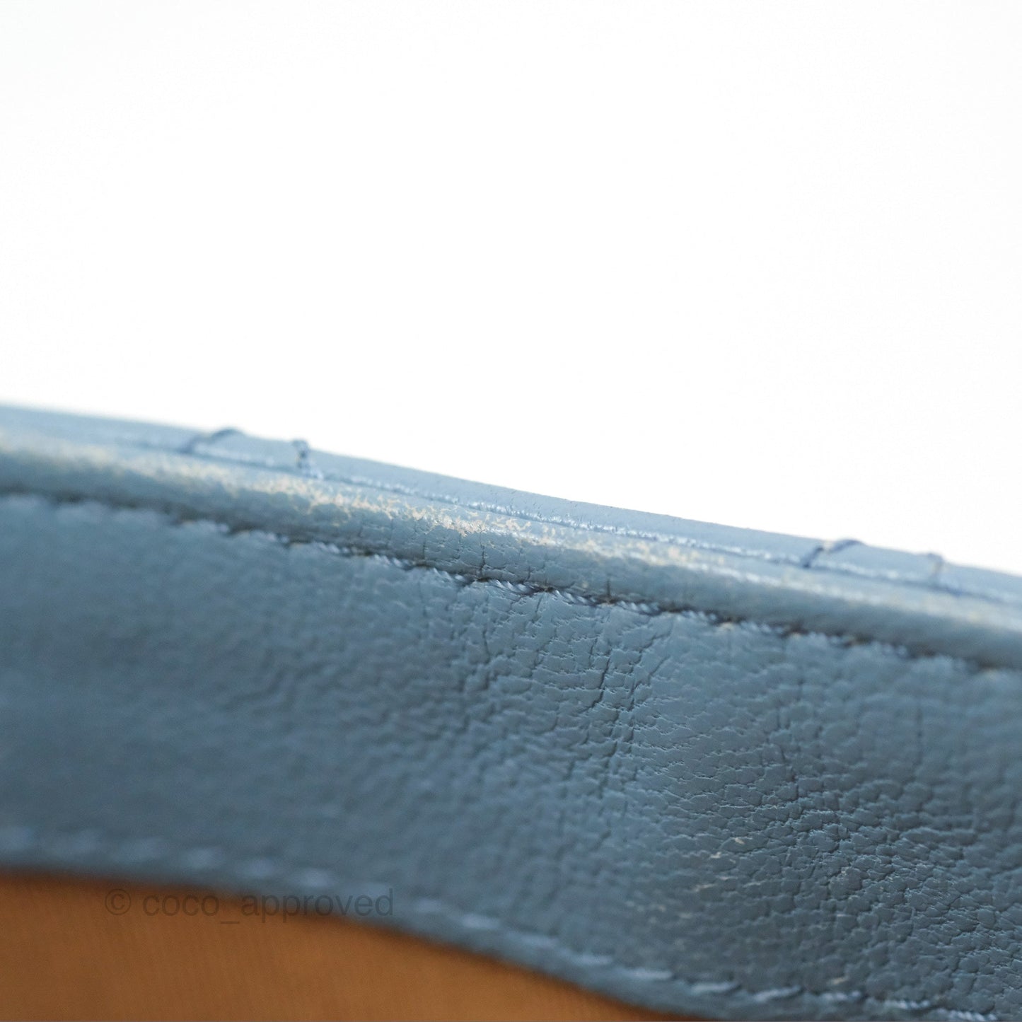 Chanel Curved Flap Bag Blue Lambskin Aged Gold Hardware