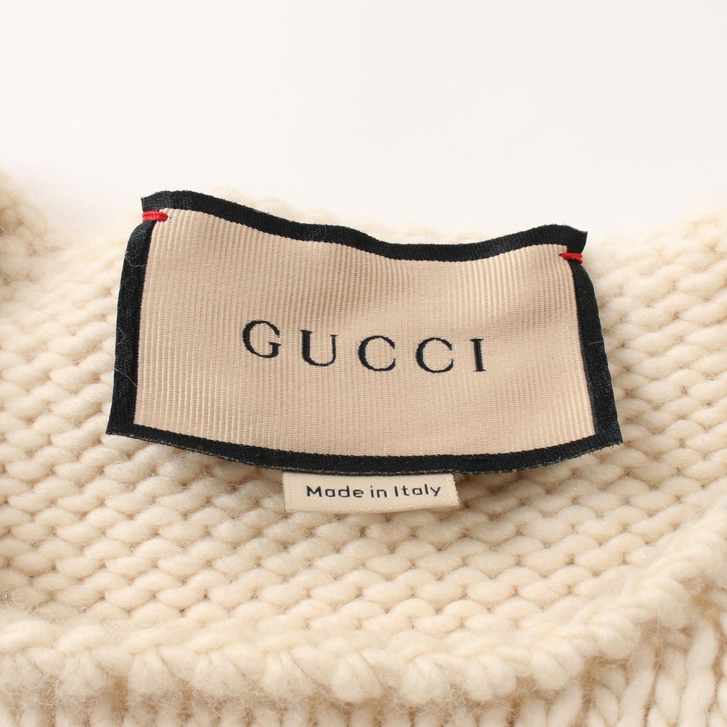 Luxury Gucci Trending 2025 Leather details Sweater Knit Wool Ivory