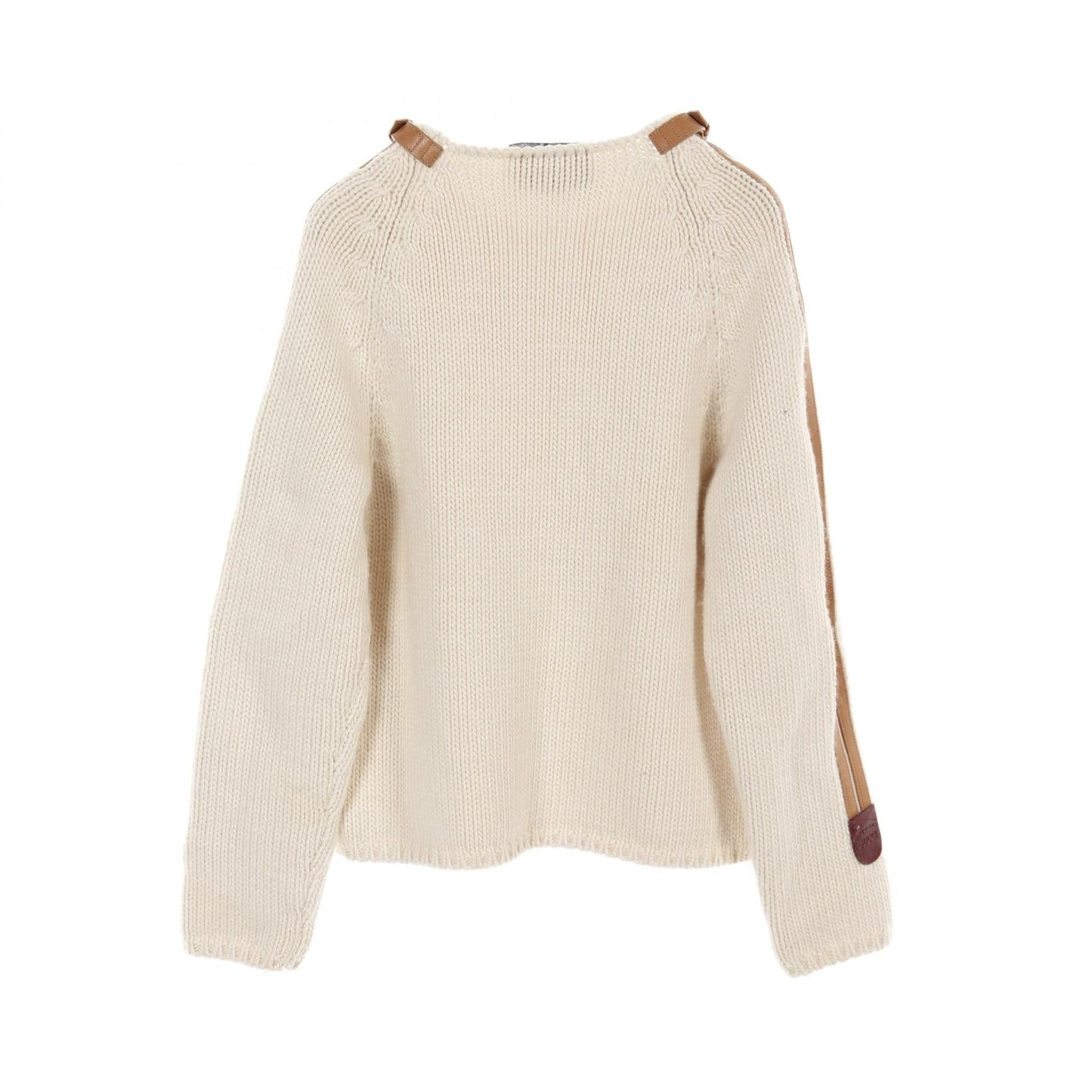 Luxury Gucci Trending 2025 Leather details Sweater Knit Wool Ivory