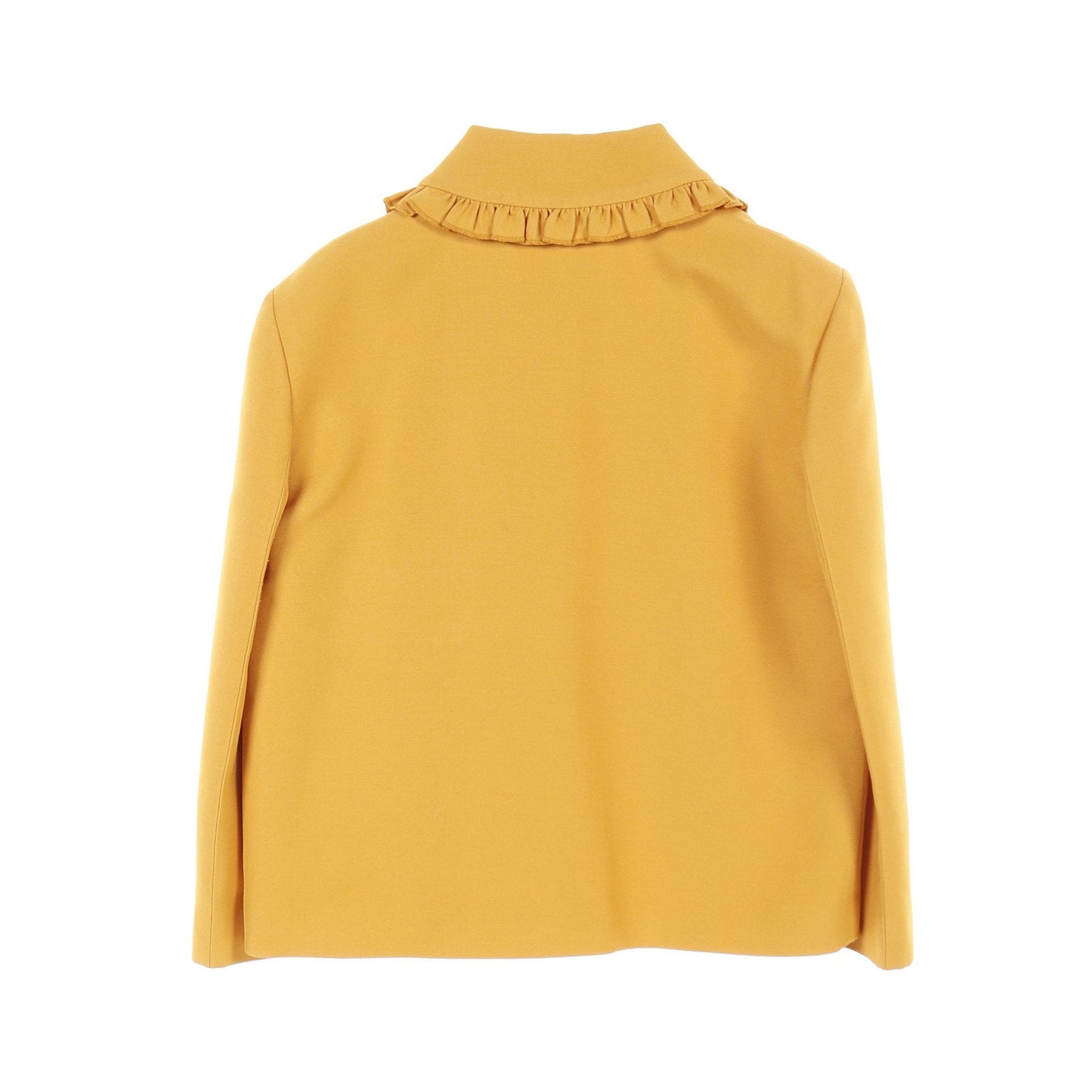 Luxury Gucci Trending 2025 Interlocking G Pearl Button Jacket Bowtie Silk Wool Yellow Frill