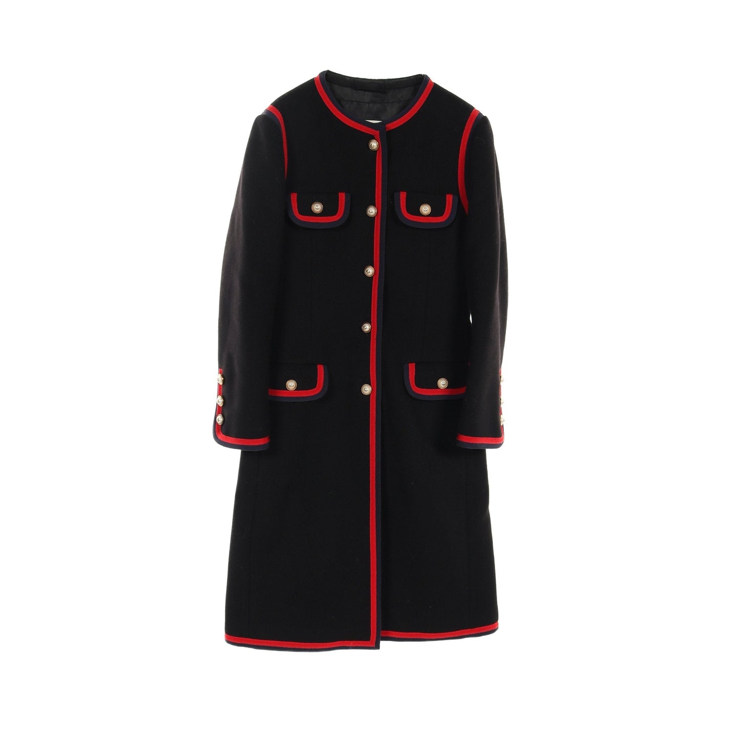 Luxury Gucci Trending 2025 Interlocking G Coat Wool Black Red Navy