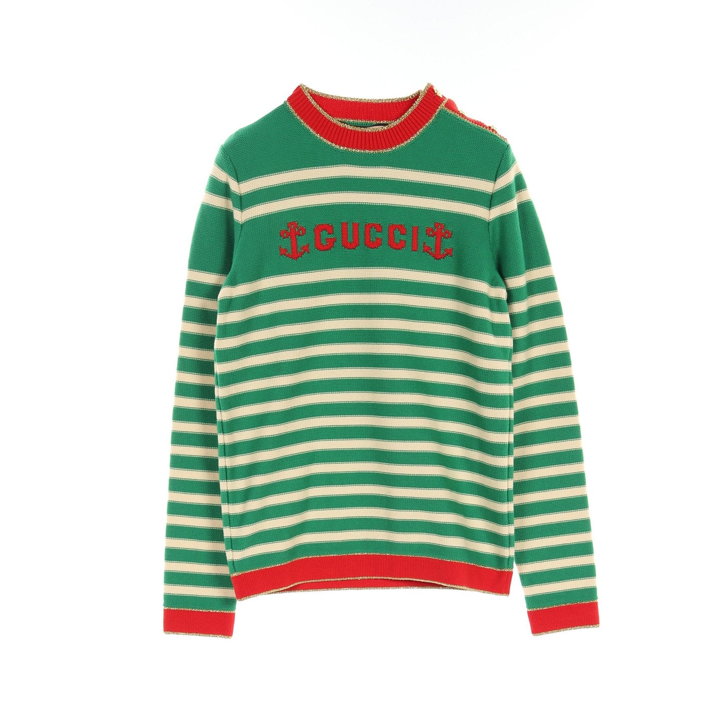 Luxury Gucci Trending 2025 Marine Logo Knit Stripes Cotton Green Multicolor 22SS