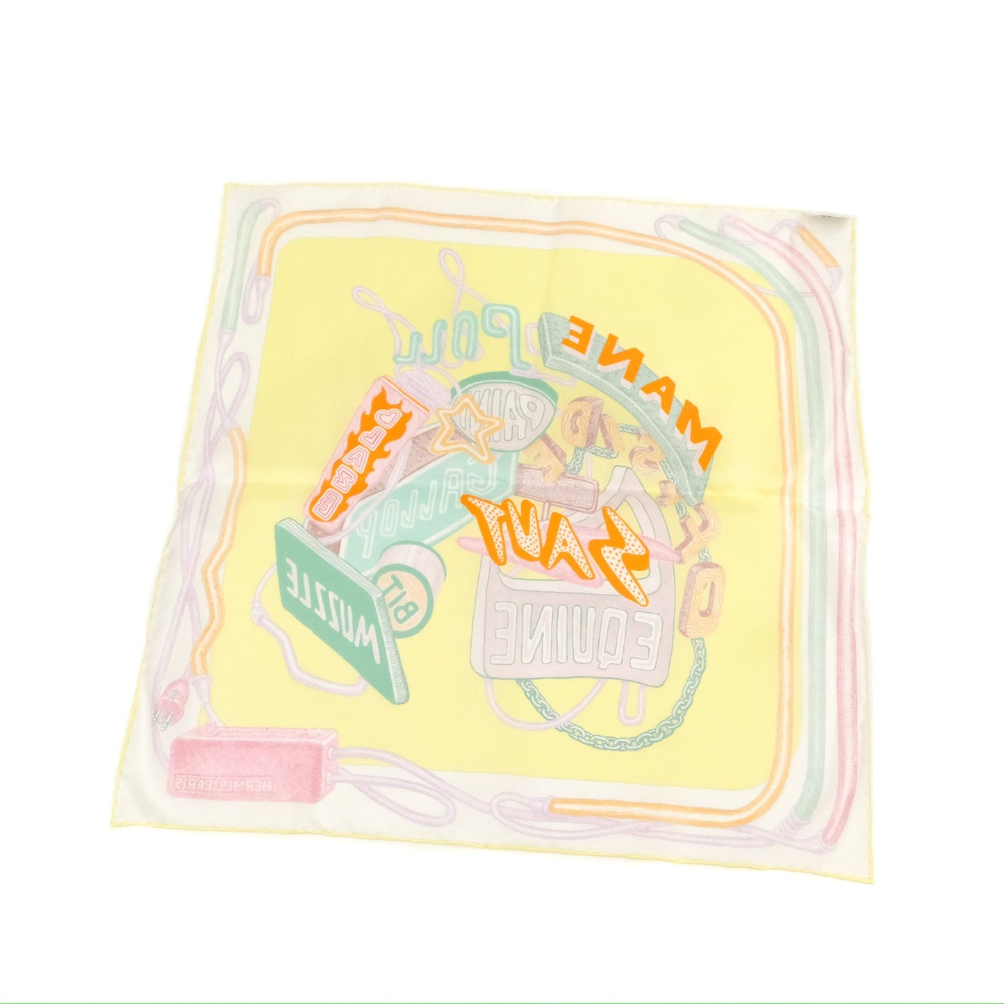 Hermes Chevaloscope Neon Silk Scarf 45