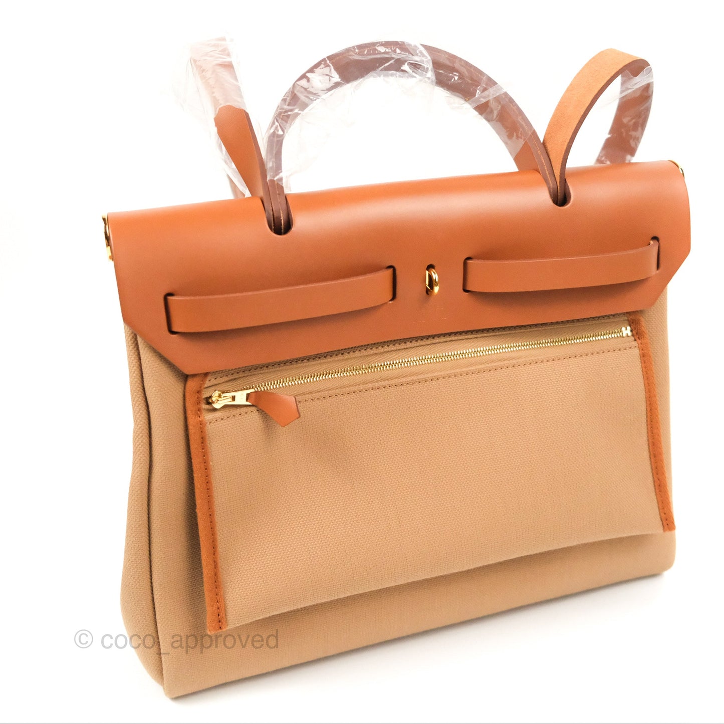 Hermès Herbag Zip Retourne 31 Chai 0M/Fauve 34 Canvas Gold Hardware