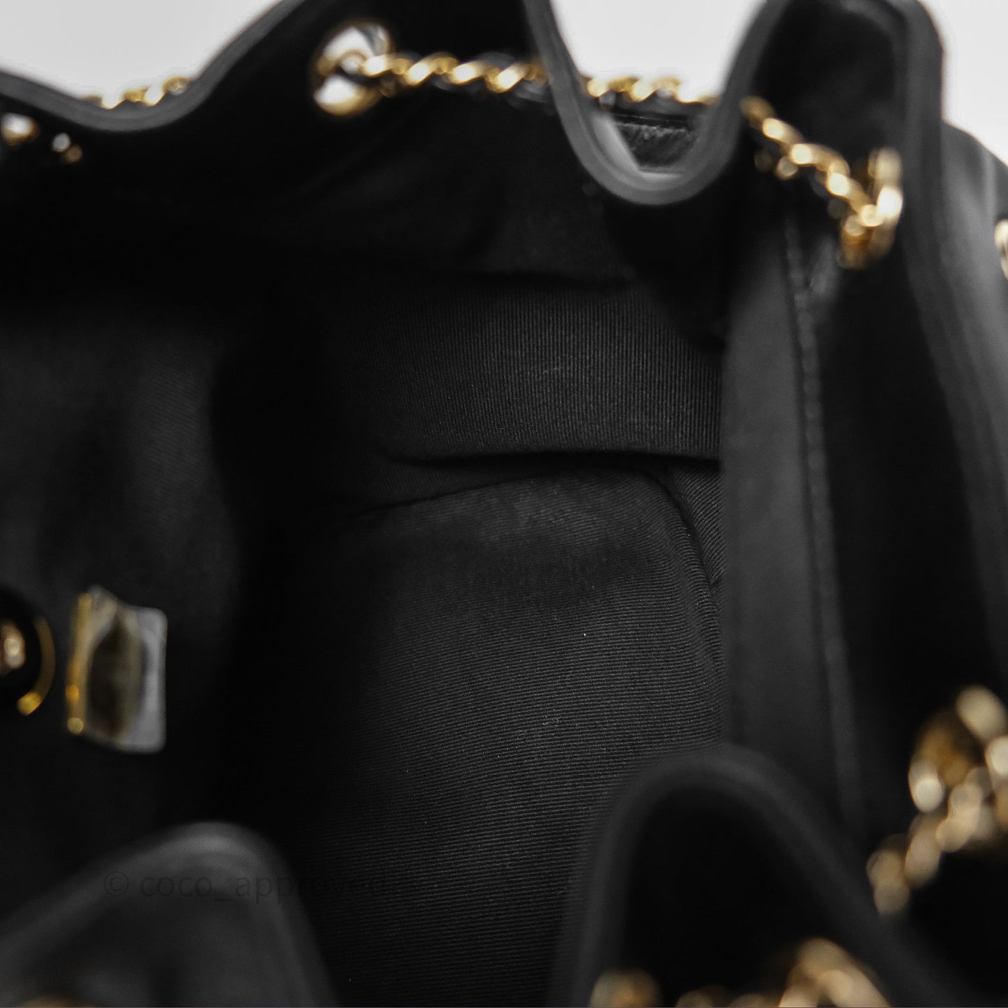 Chanel Small Duma Drawstring Backpack Black Lambskin Gold Hardware
