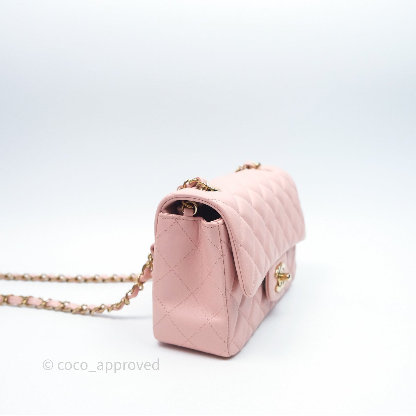Chanel Quilted Mini Rectangular Flap Pink Lambskin Gold Hardware