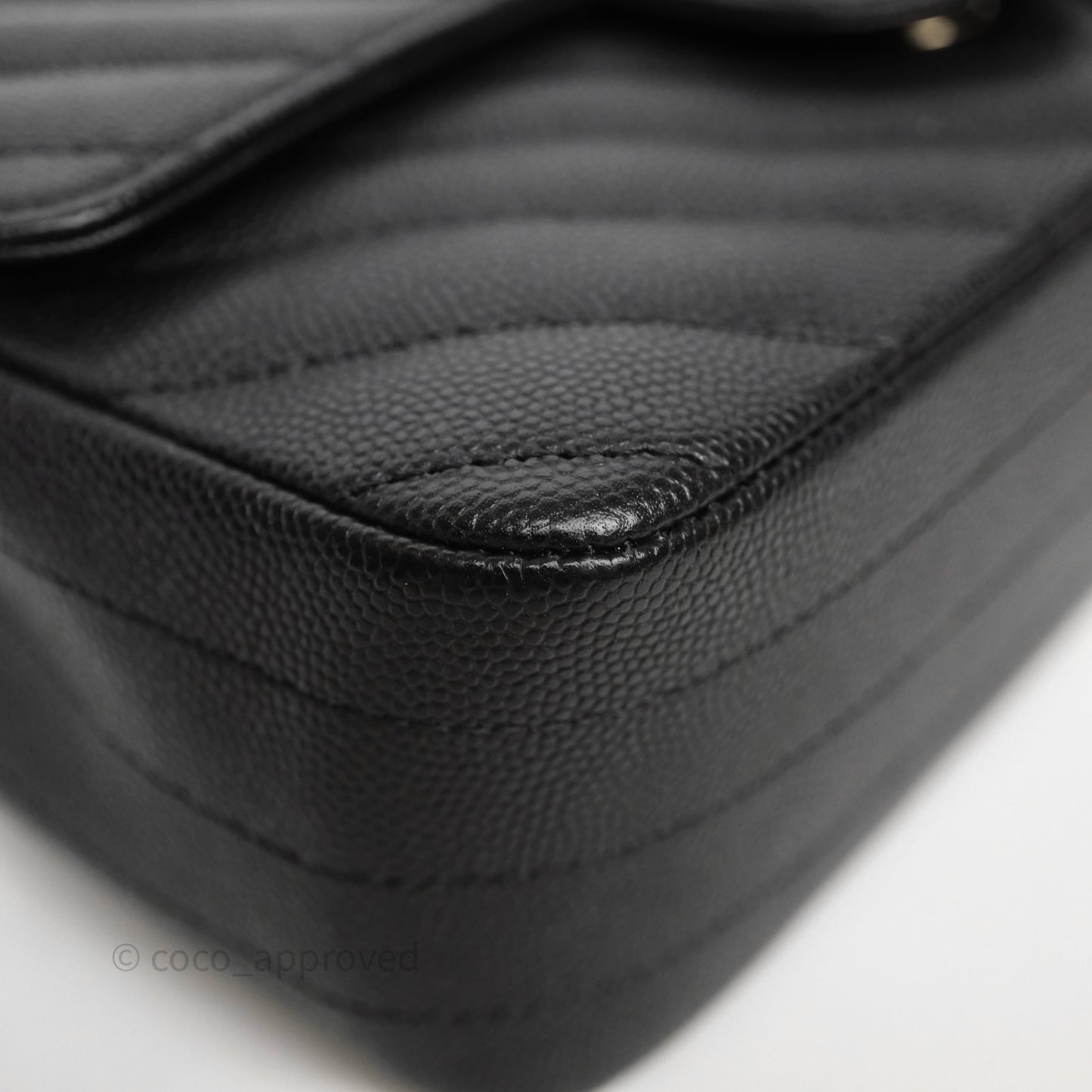 Chanel Mini Rectangular Flap Chevron Black Caviar Silver Hardware